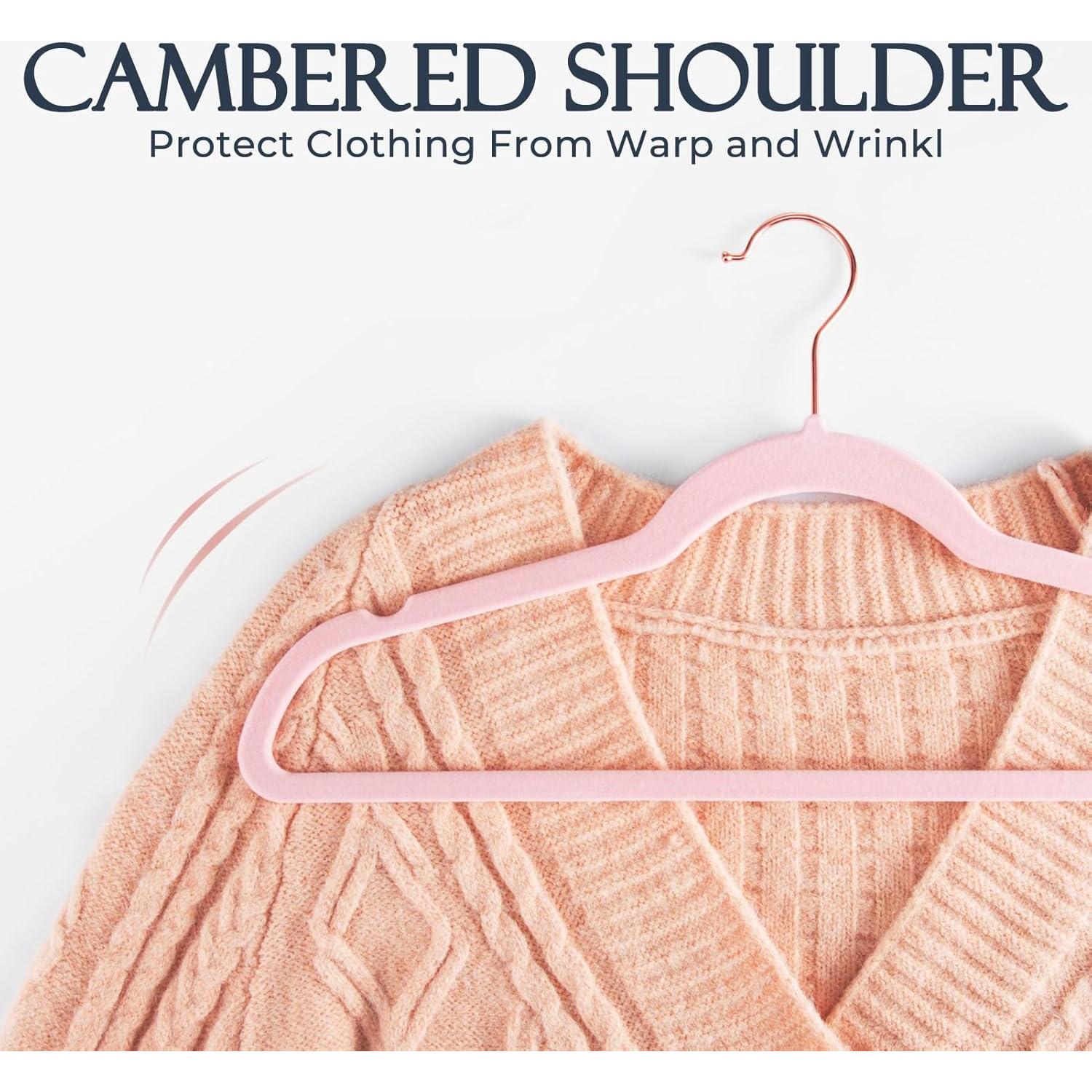 Perchas de Terciopelo Rosa HOUSE DAY 60 Pack Antideslizantes