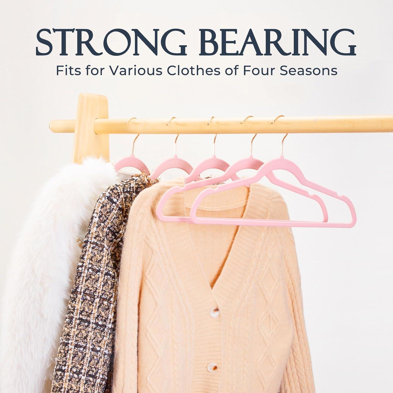 Perchas de Terciopelo Rosa HOUSE DAY 60 Pack Antideslizantes