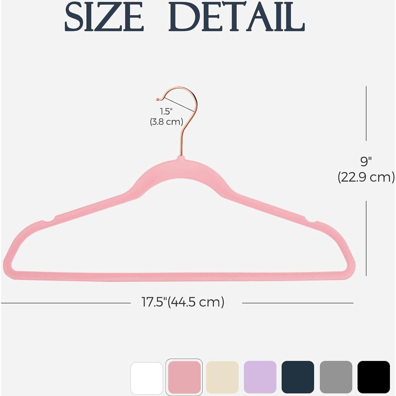 Perchas de Terciopelo Rosa HOUSE DAY 60 Pack Antideslizantes