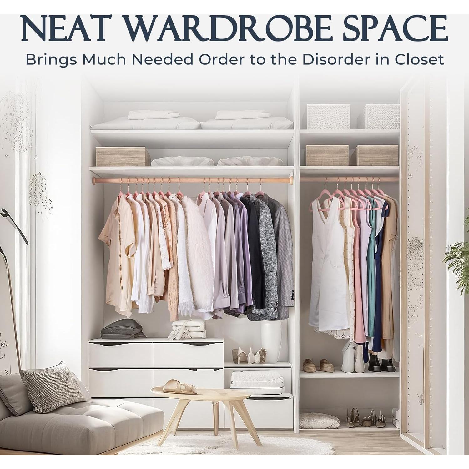 Perchas de Terciopelo Rosa HOUSE DAY 60 Pack Antideslizantes