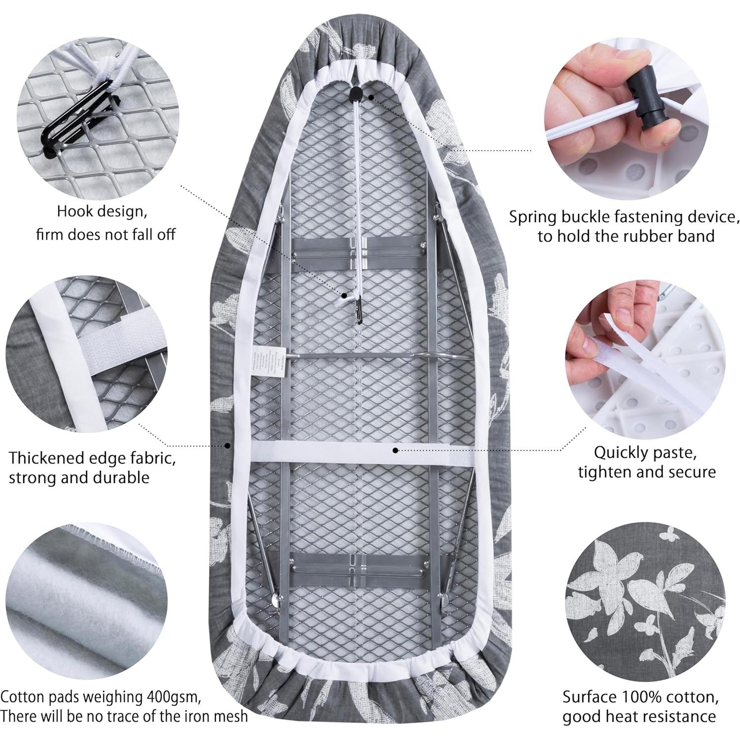 Funda de Tabla de Planchar MZXcuin Algodón Floral Gris 31.75x81.28cm