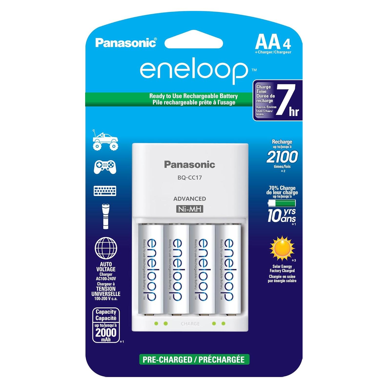 Cargador Panasonic K-KJ17MCA4BA con 4 Baterías AA eneloop