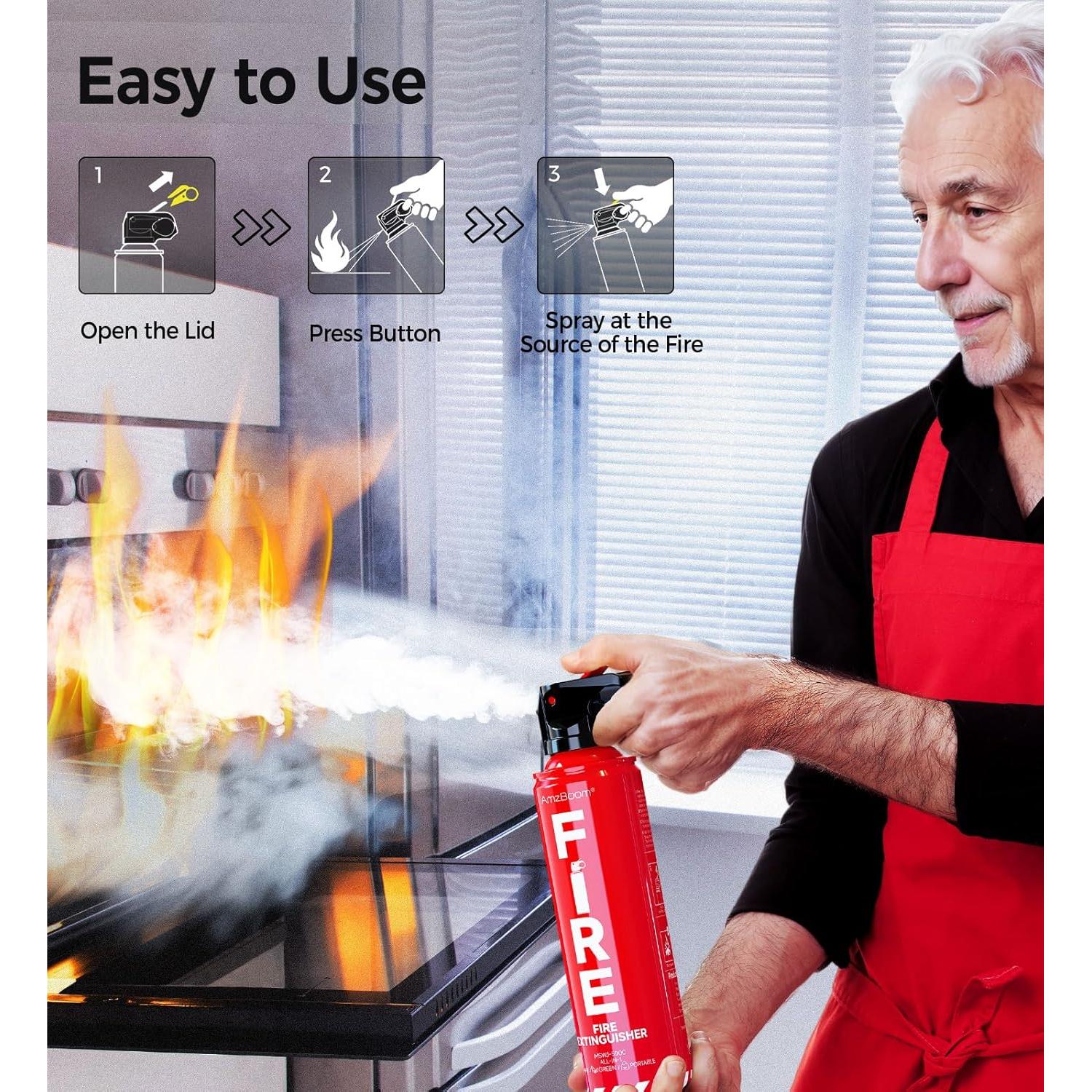 Extintor de incendios AmzBoom 2 unidades compacto A B C K