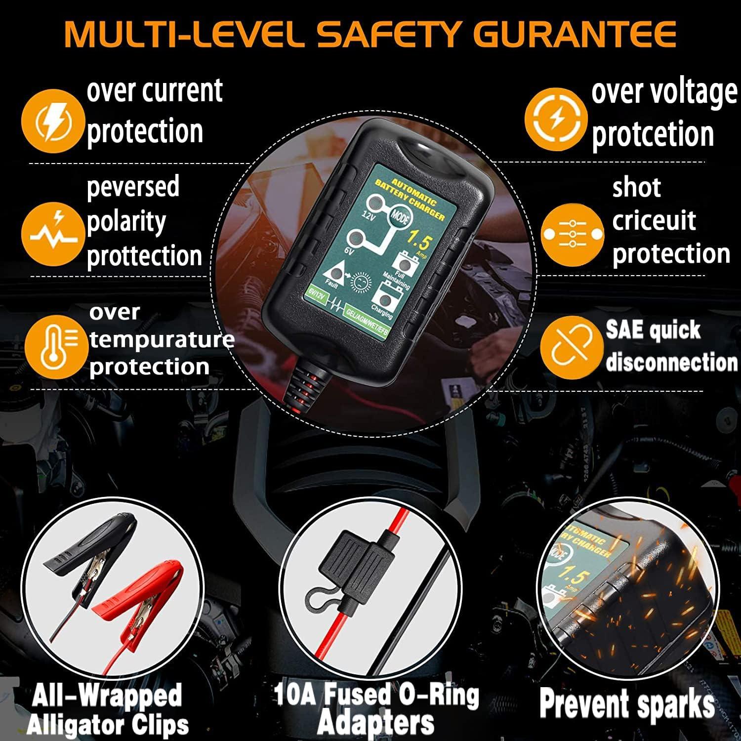 Cargador Automático TPE 6V 12V 1.5A para Baterías de Plomo