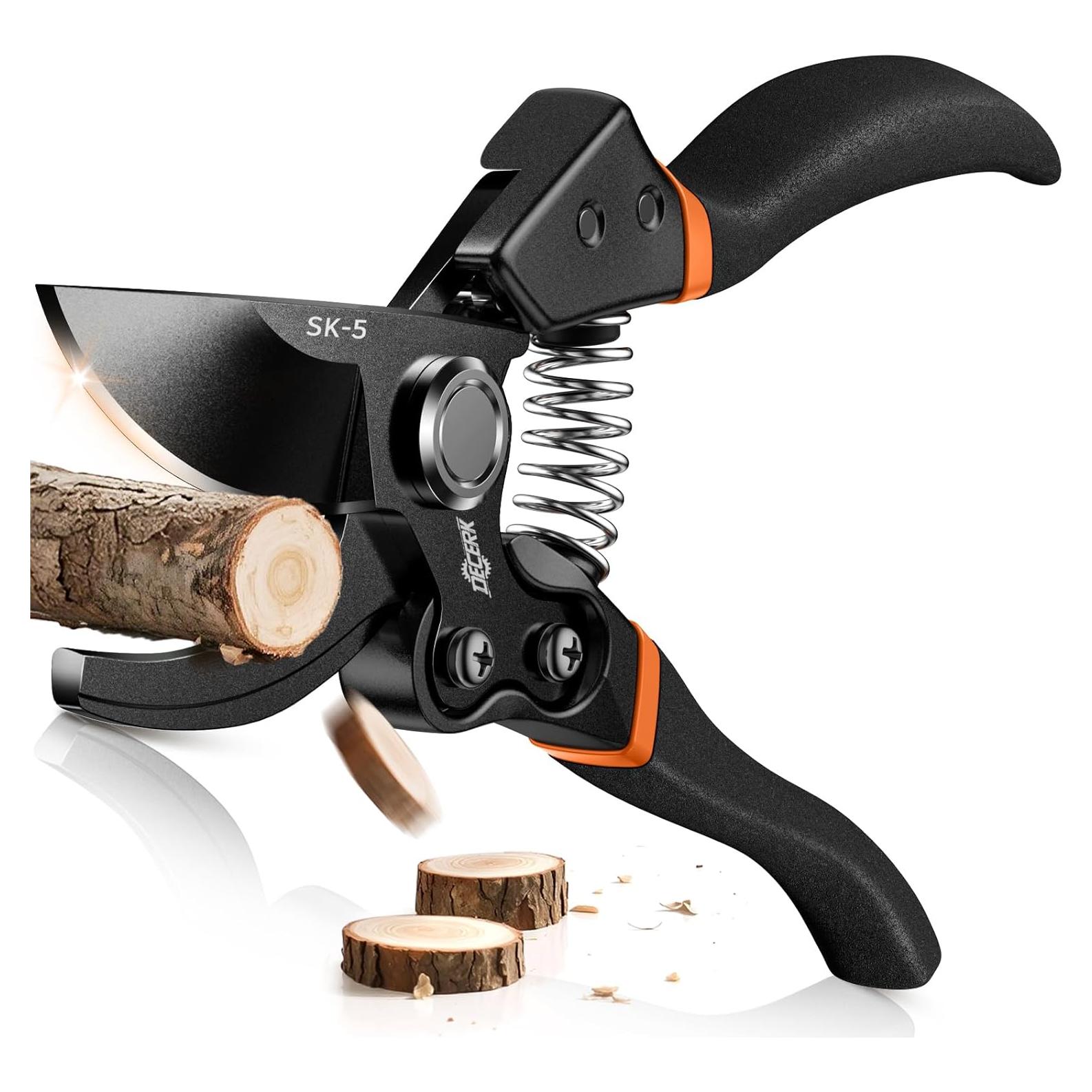 Tijeras de Jardinería DECERK 21.5 cm Titanio Afiladas Ergonomicas