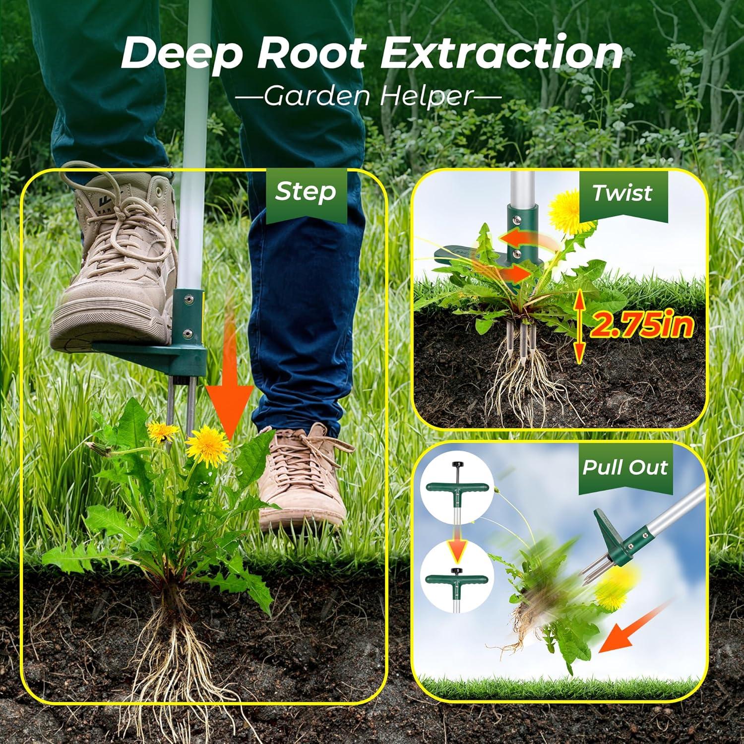 Extractor de Malezas Walensee con Mango Largo y 3 Garras