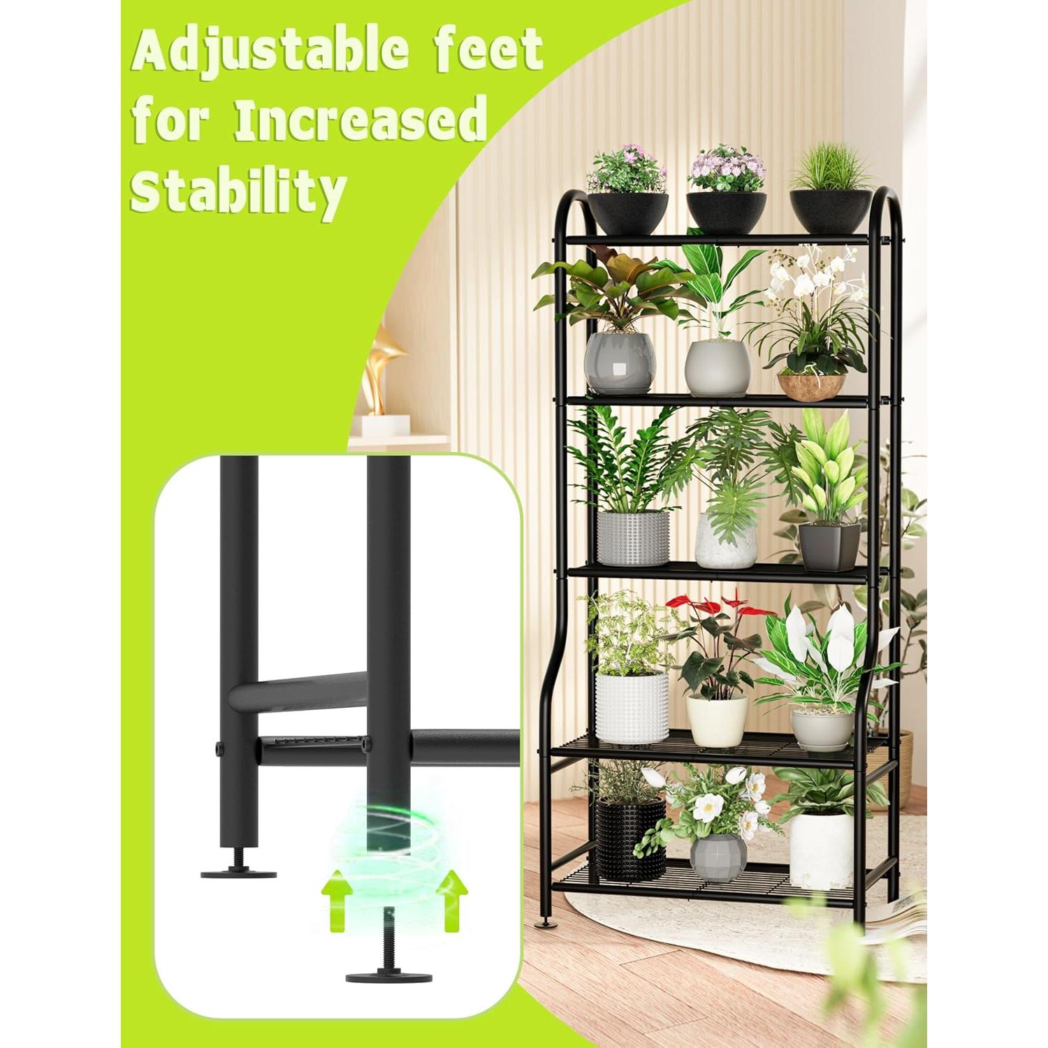 Soporte de Plantas Yutrchey 5 Niveles Negro 165 cm Alta Resistencia