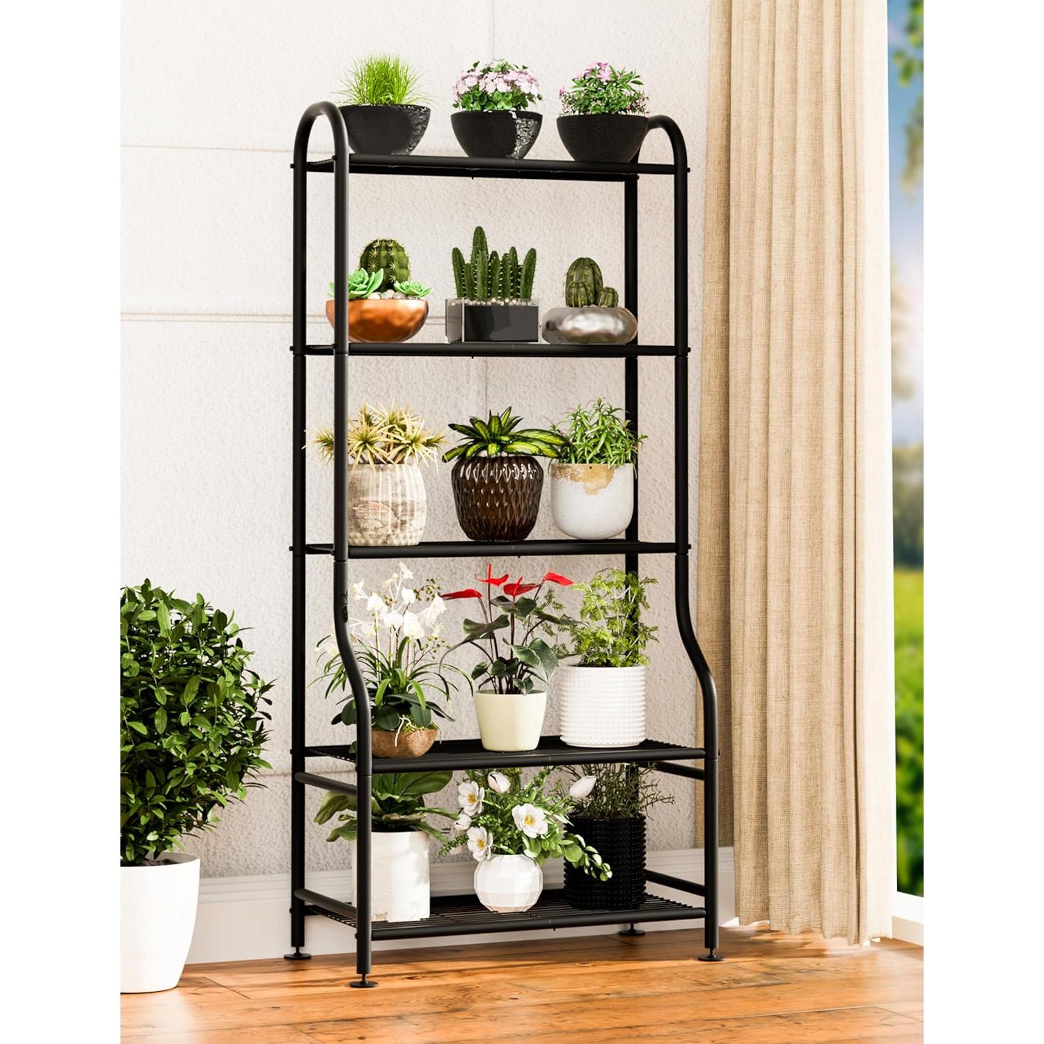 Soporte de Plantas Yutrchey 5 Niveles Negro 165 cm Alta Resistencia