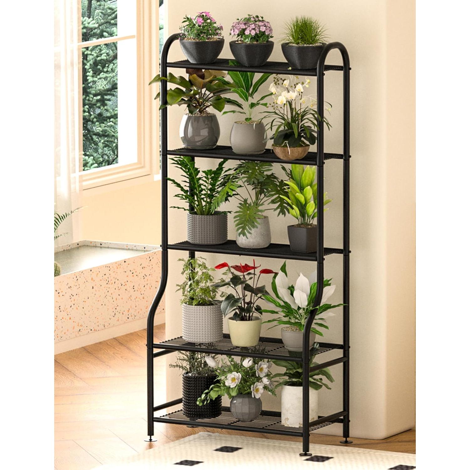 Soporte de Plantas Yutrchey 5 Niveles Negro 165 cm Alta Resistencia