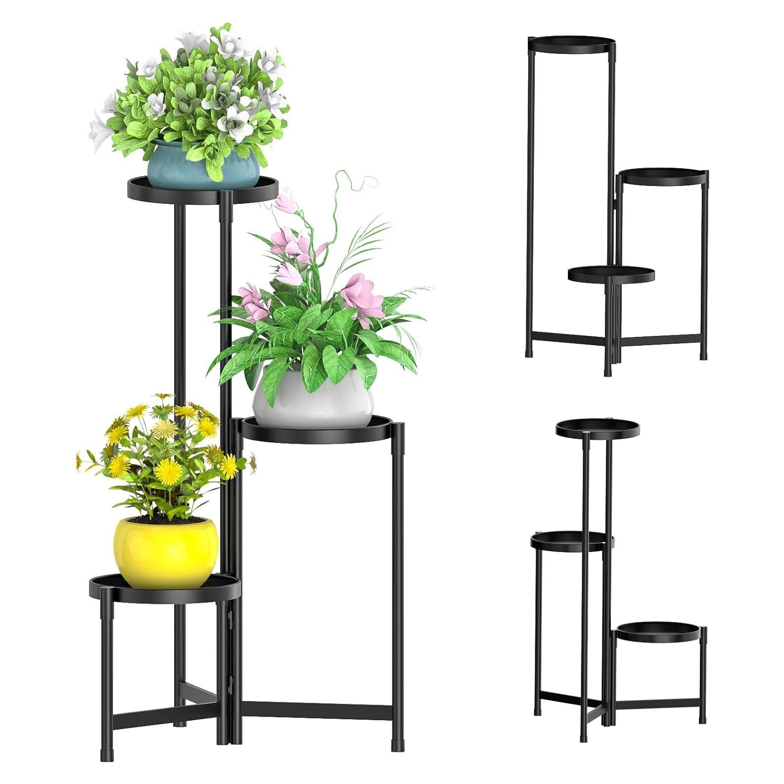 Soporte de Planta de Metal MOKANI 3 Niveles Plegable 70.3 cm