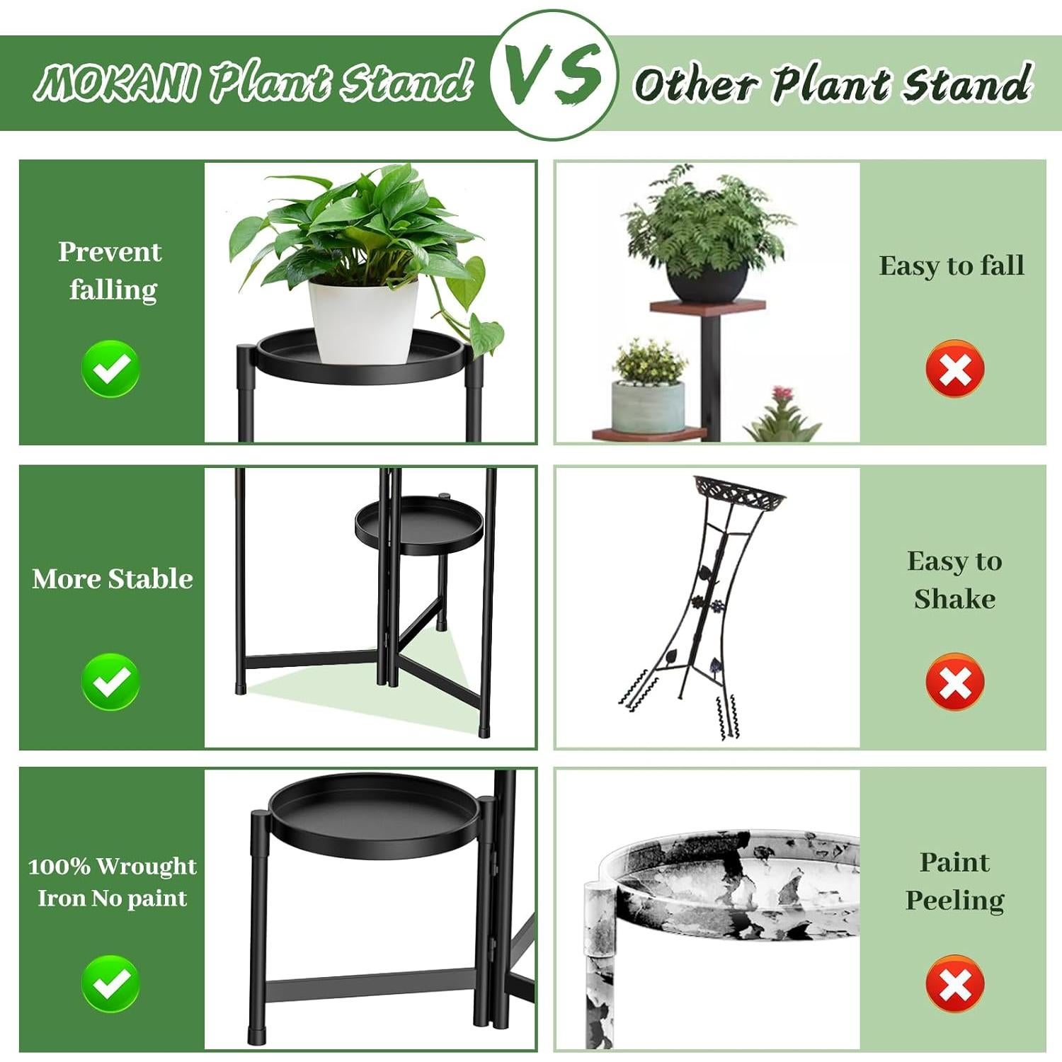 Soporte de Planta de Metal MOKANI 3 Niveles Plegable 70.3 cm