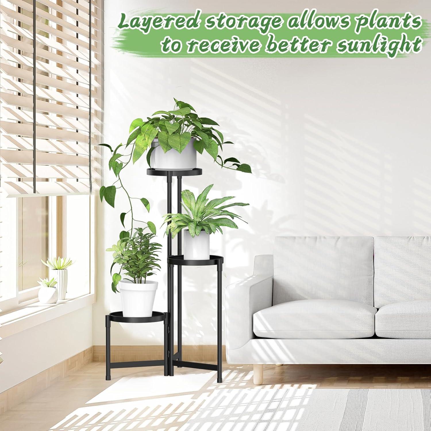 Soporte de Planta de Metal MOKANI 3 Niveles Plegable 70.3 cm