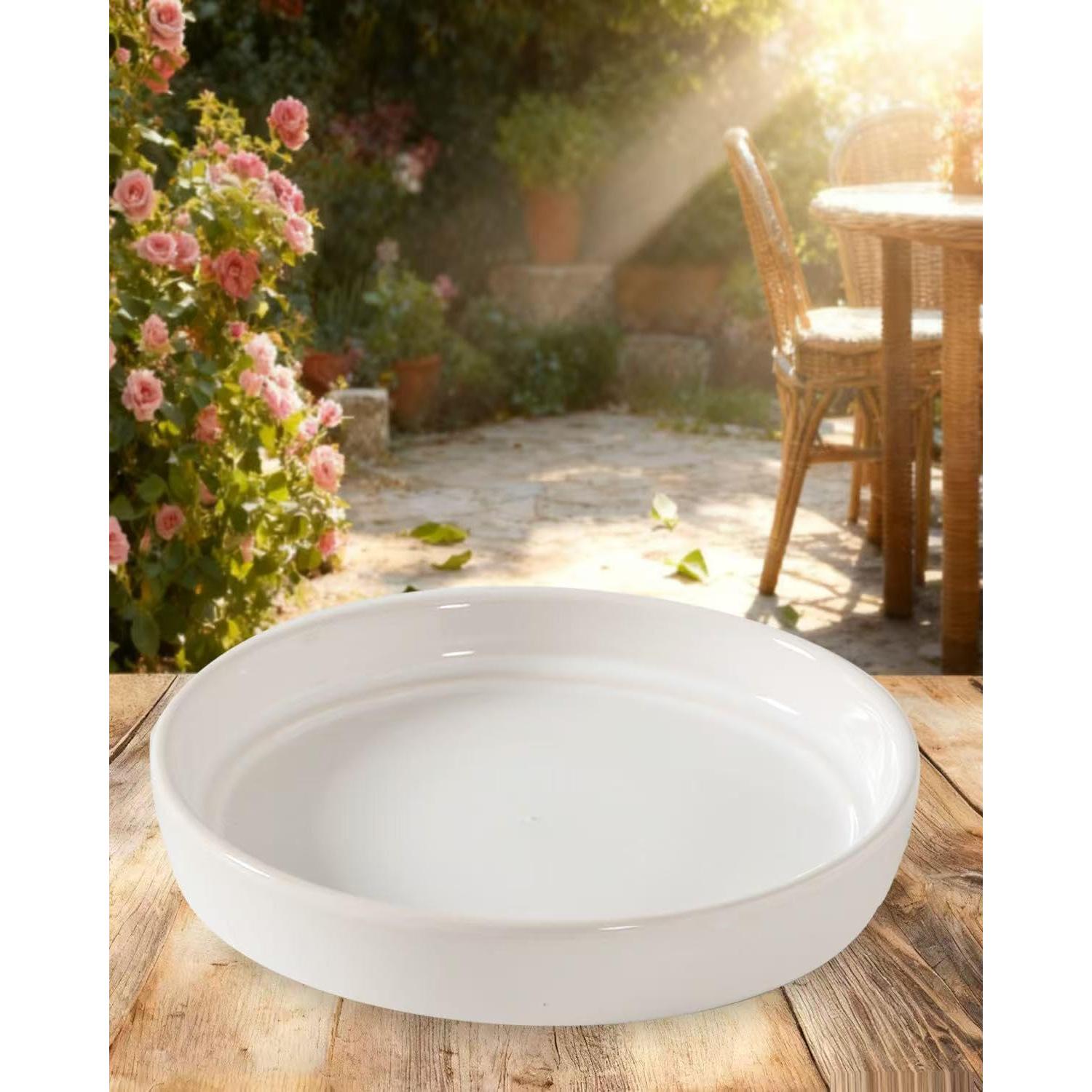 Plato de Cerámica Docrin 13.5 cm Blanco para Macetas