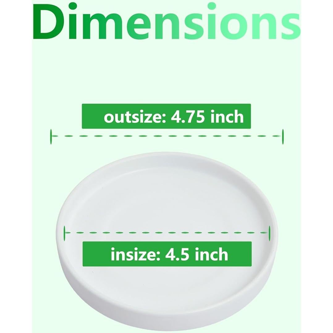 Plato de Cerámica Blanca Mate 11.94 cm - 2 Pack para Macetas