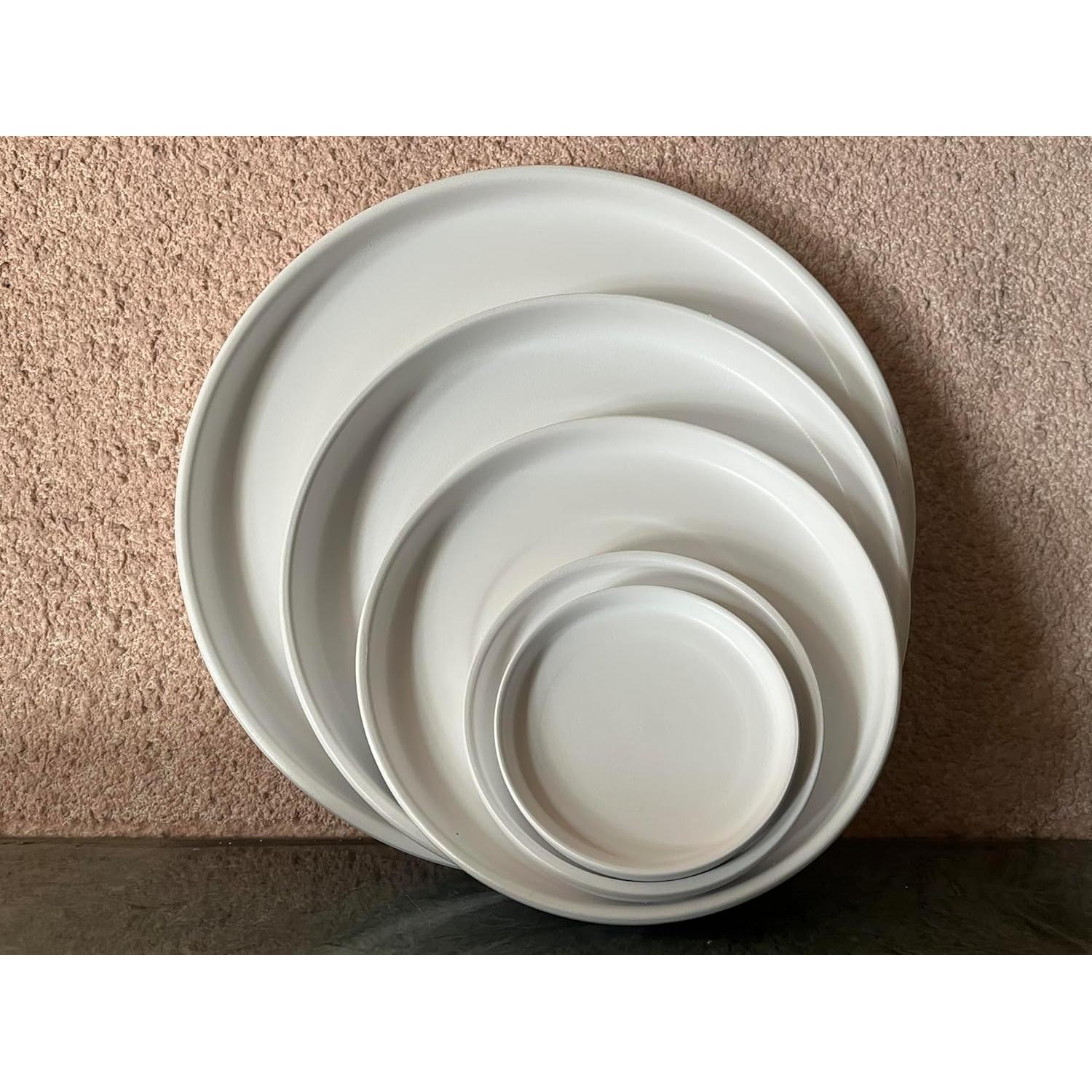 Plato de Cerámica Blanca Mate 11.94 cm - 2 Pack para Macetas