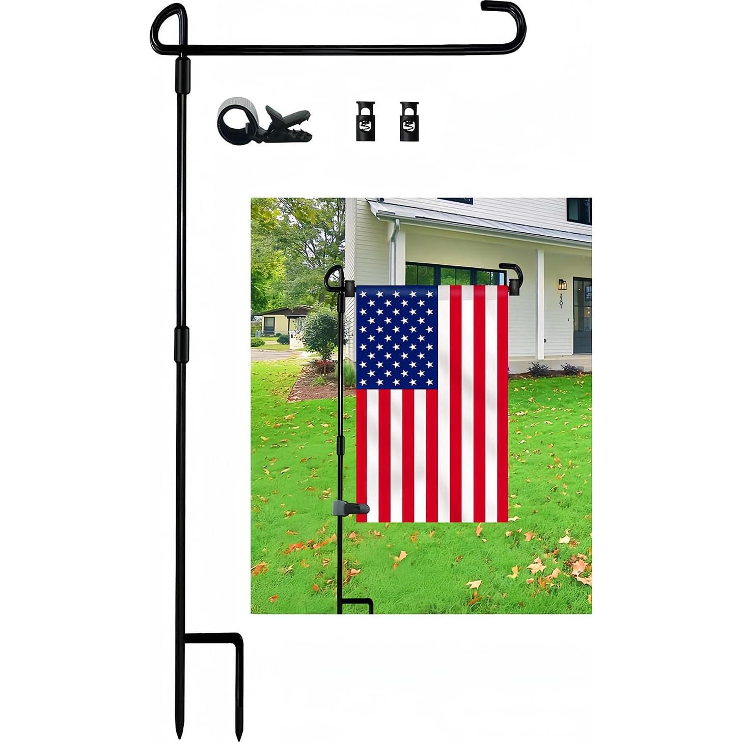 Soporte de Bandera de Jardín BOUTIQUE_GOODS 3 Piezas Antiviento