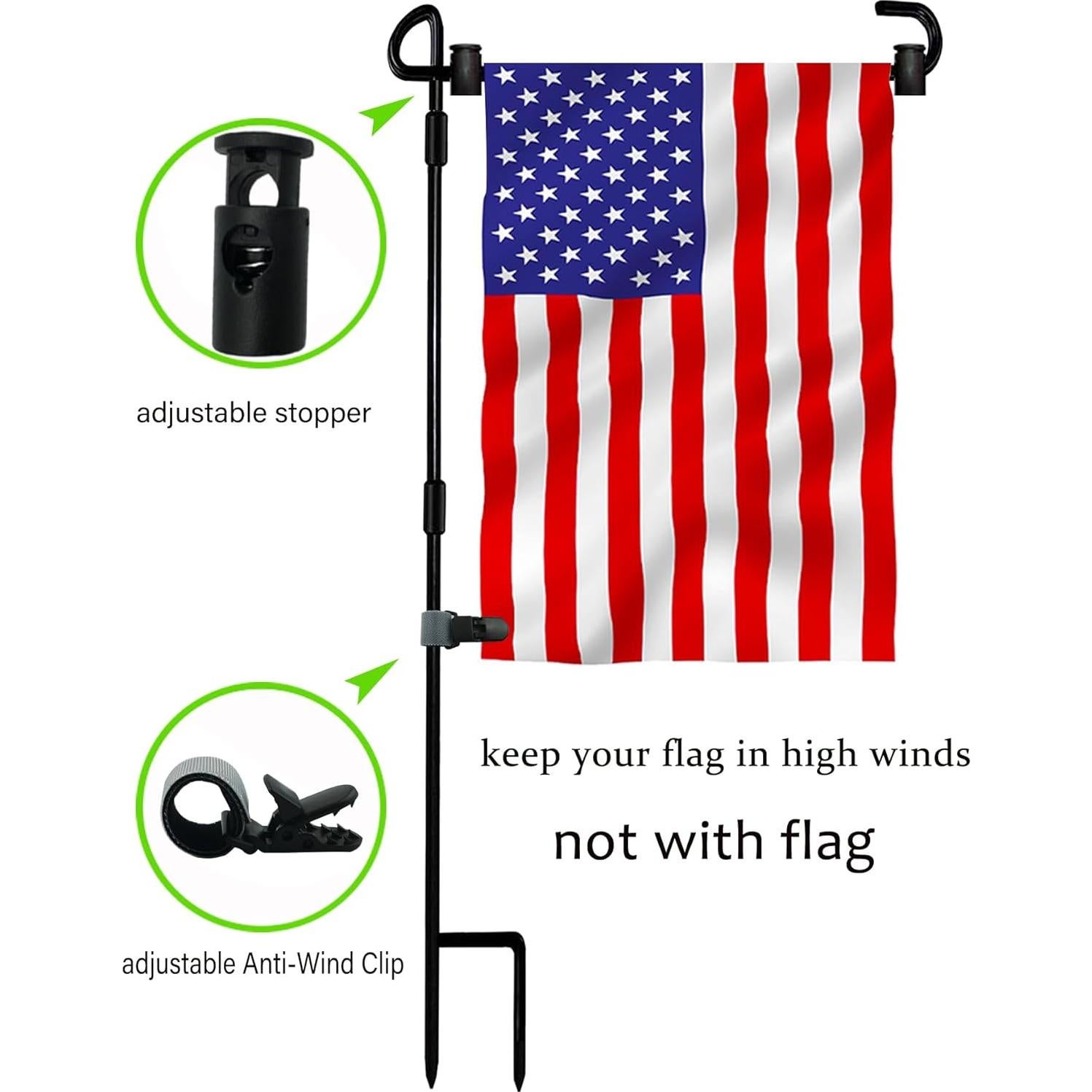 Soporte de Bandera de Jardín BOUTIQUE_GOODS 3 Piezas Antiviento