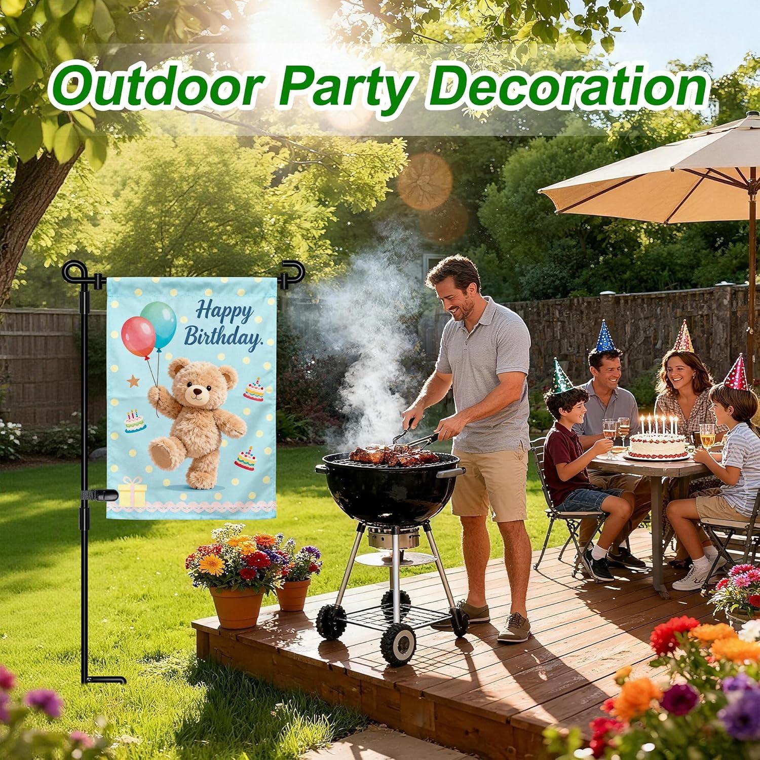 Soporte para Bandera de Jardín HOOSUN de Metal 3 Piezas