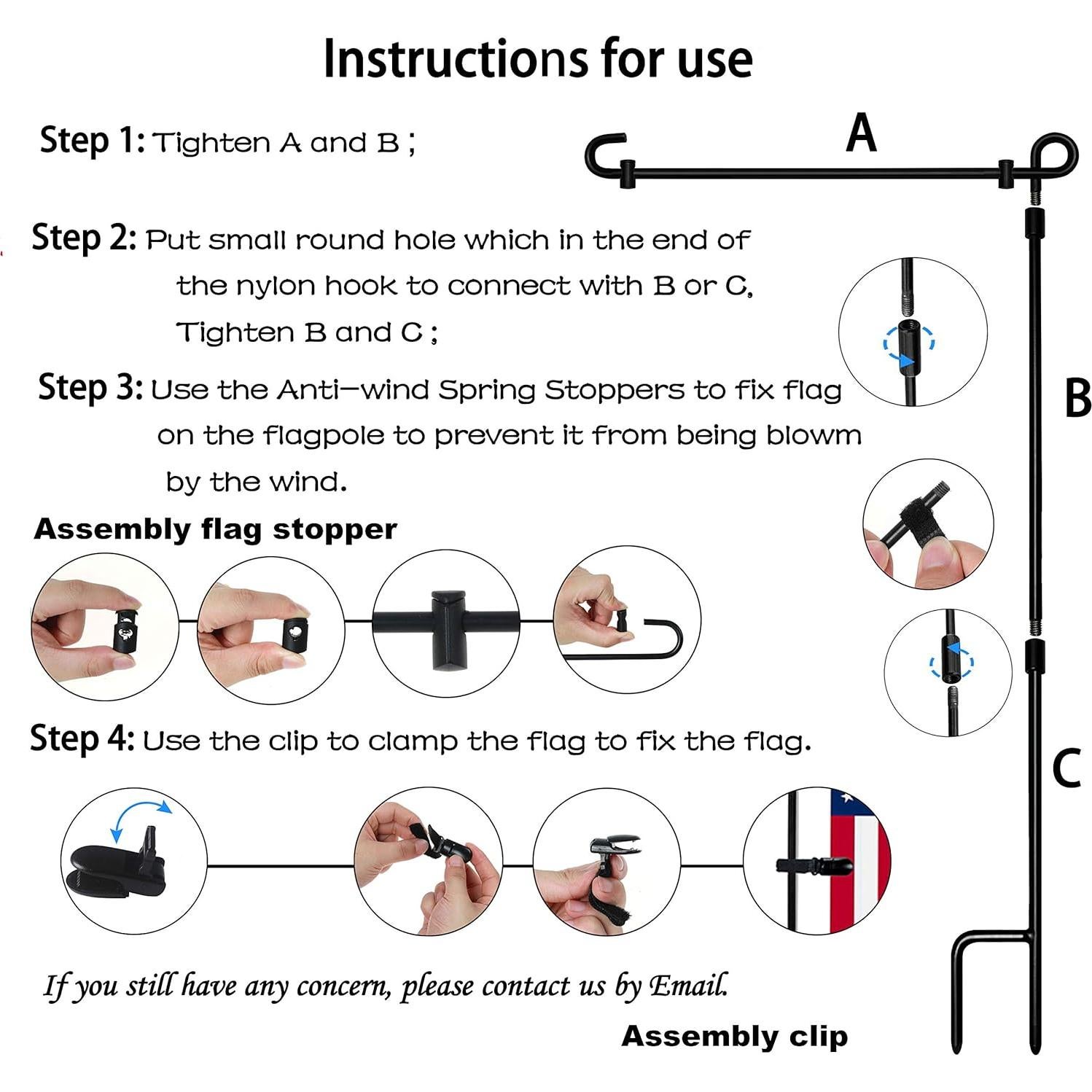 Soporte para Bandera de Jardín HOOSUN de Metal 3 Piezas