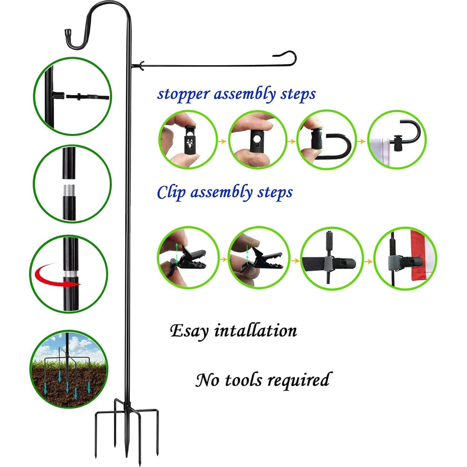 Soporte para Bandera de Jardín GQP261 121.92 cm con Clip Antiviento