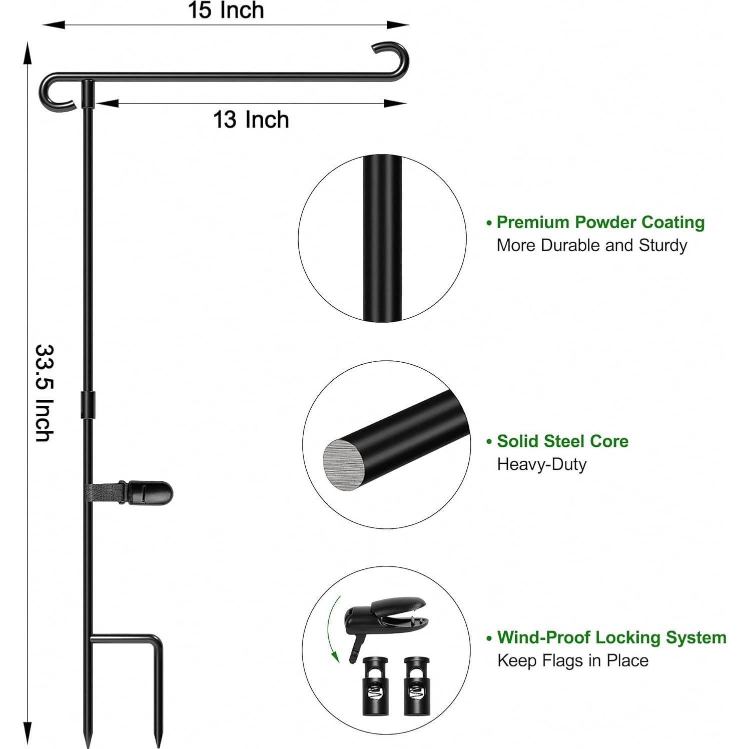 Soporte para Bandera de Jardín HOOSUN de Hierro Forjado 31.75x45.72 cm