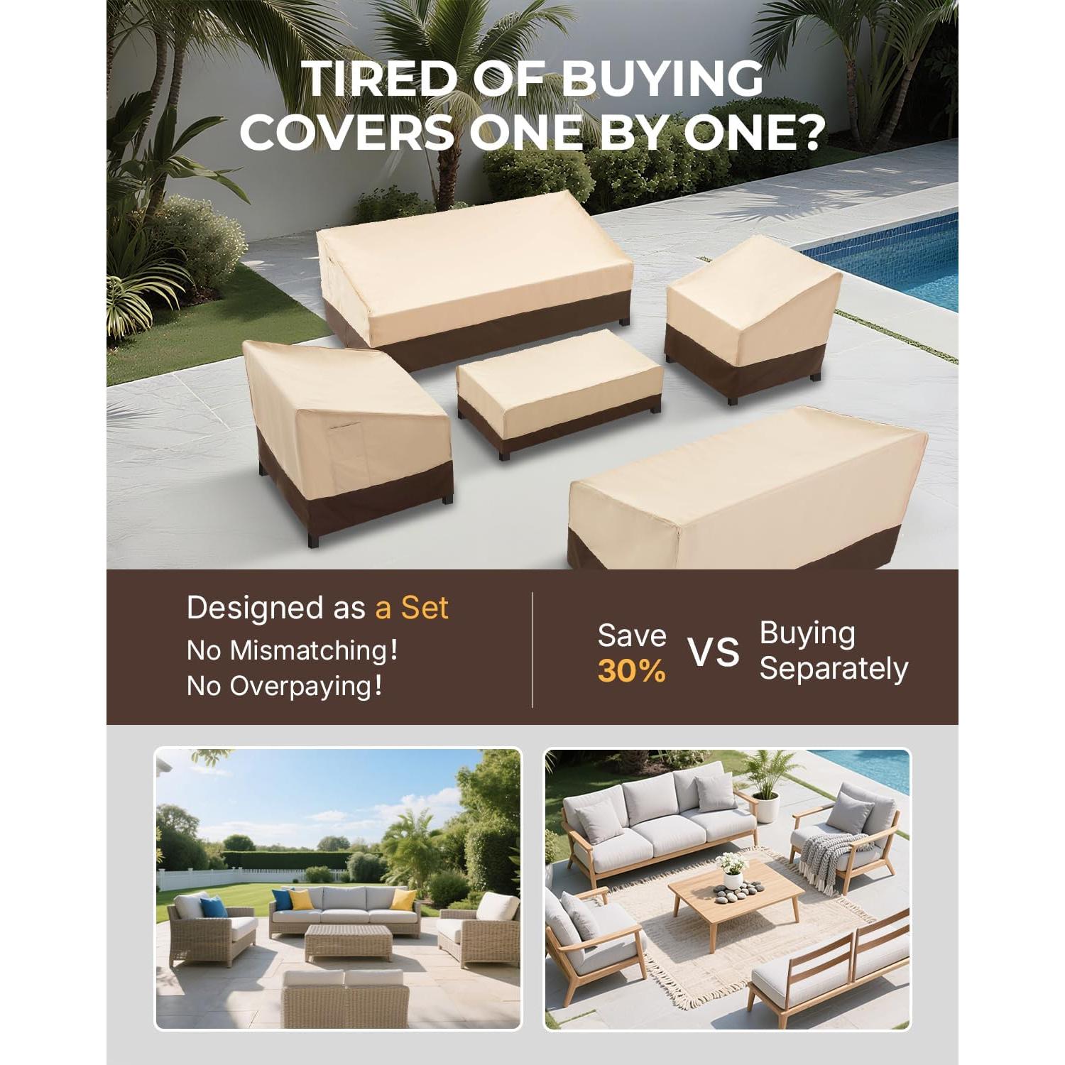 Cubiertas para Muebles de Patio Loriano 5 Piezas Impermeables