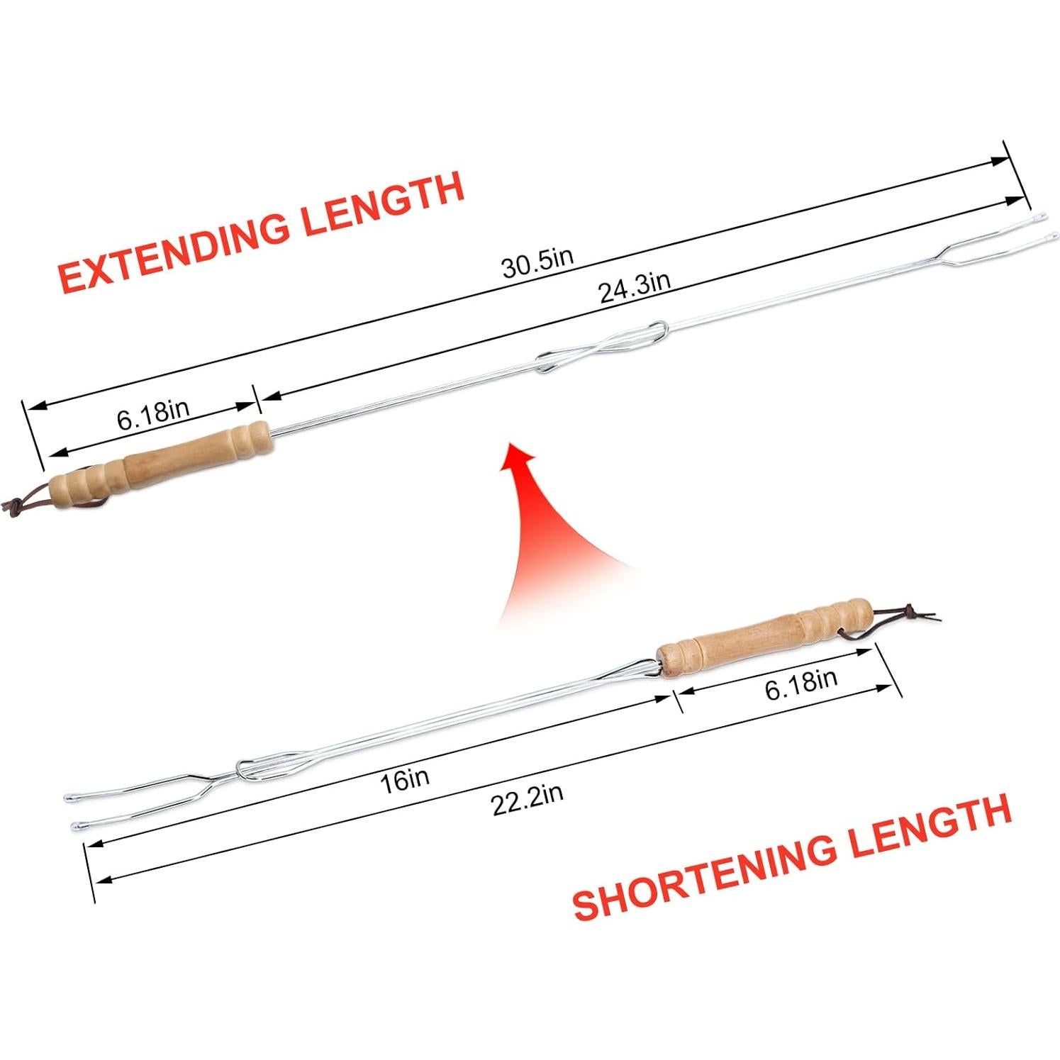 Palos de Asar HENGI 76.2 cm Acero Inoxidable Telescópicos