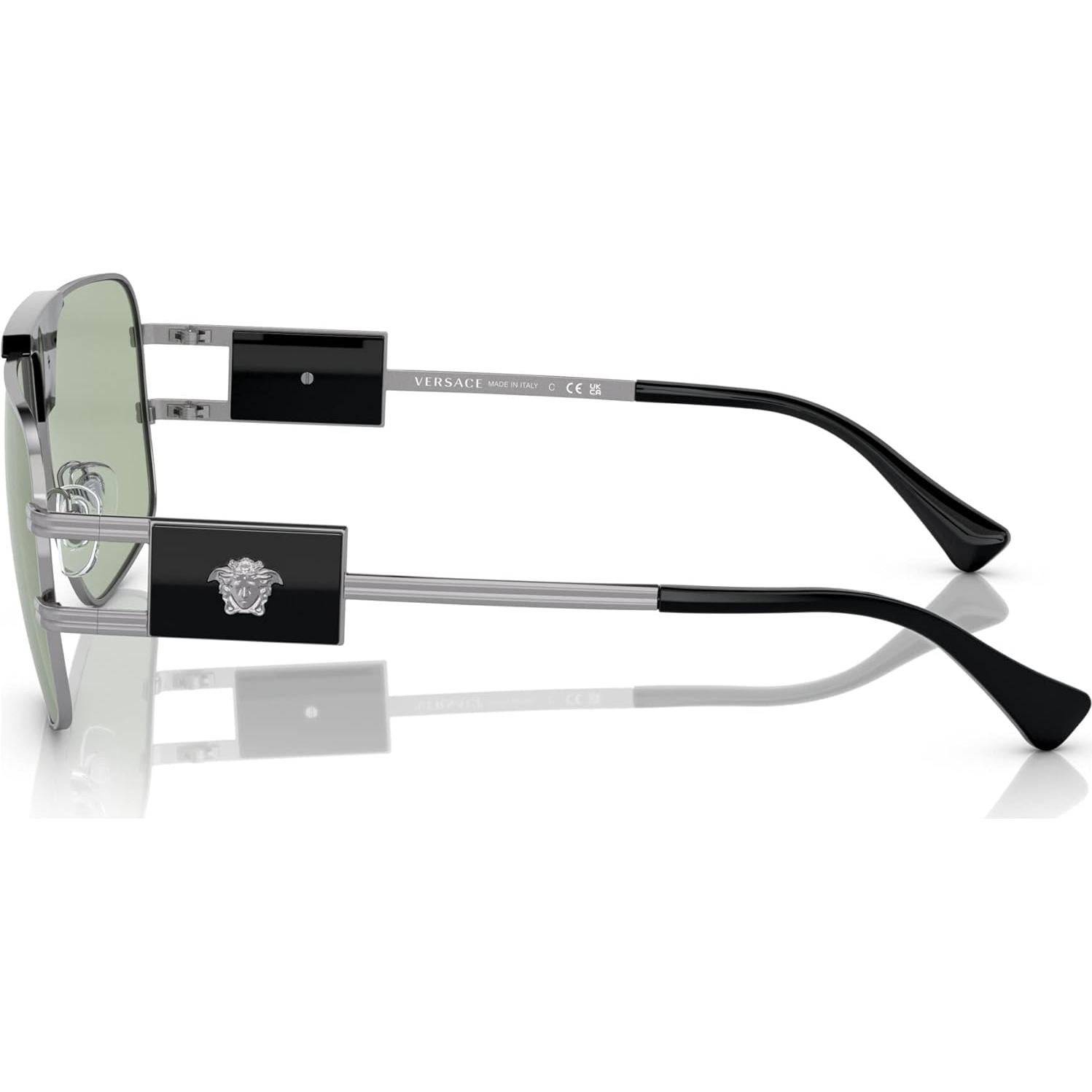 Gafas de sol Versace Marco metal gunmetal Lentes verdes 63mm