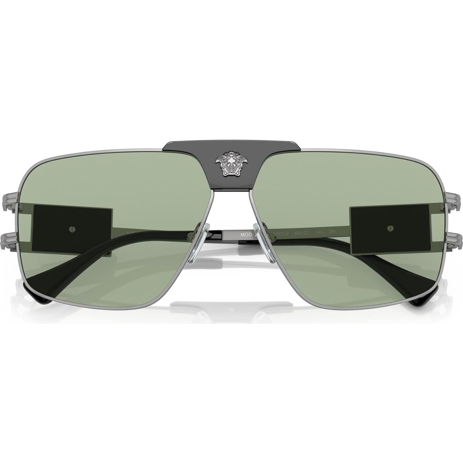 Gafas de sol Versace Marco metal gunmetal Lentes verdes 63mm
