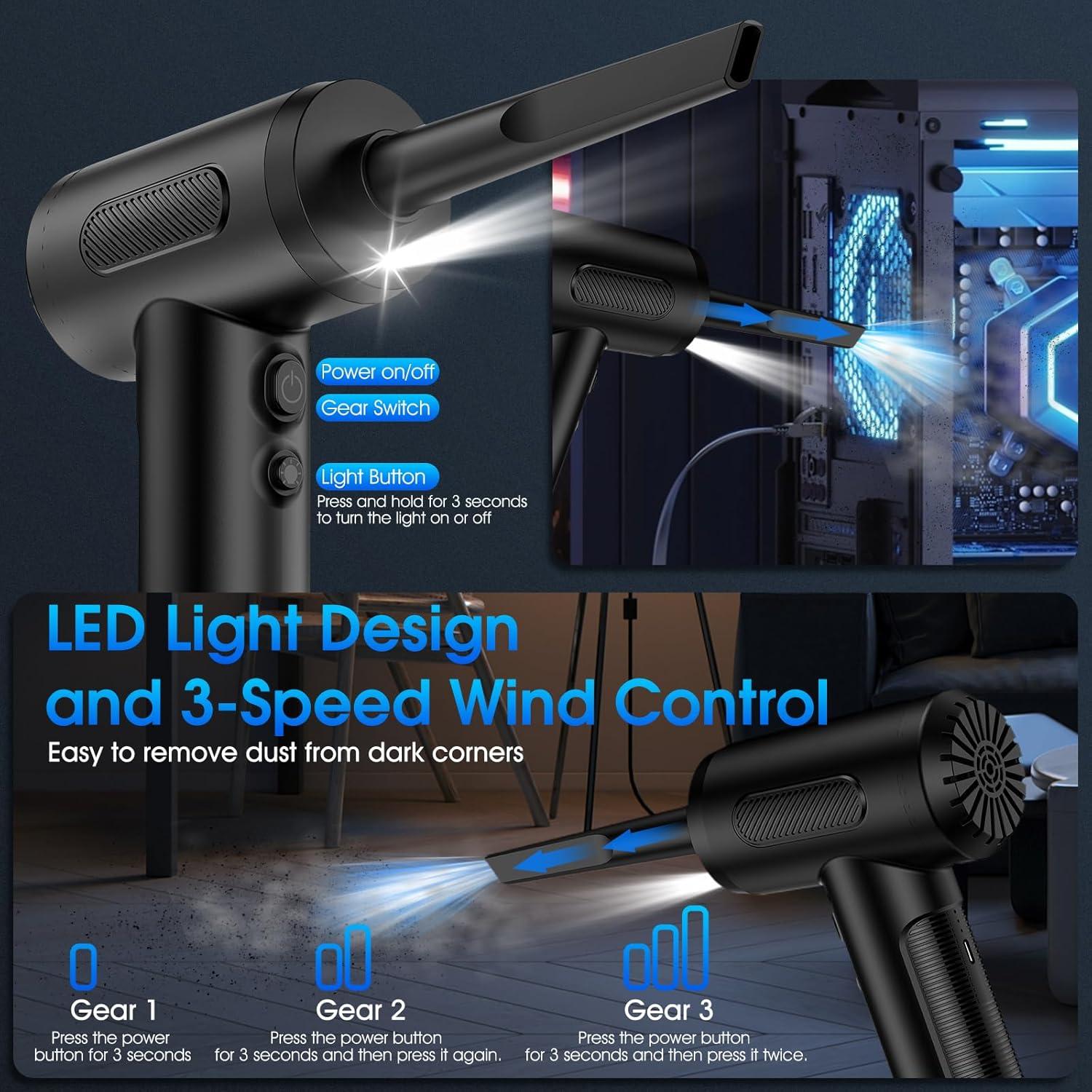 Soplador y Aspiradora KOPIDOE VC016 3 Velocidades LED