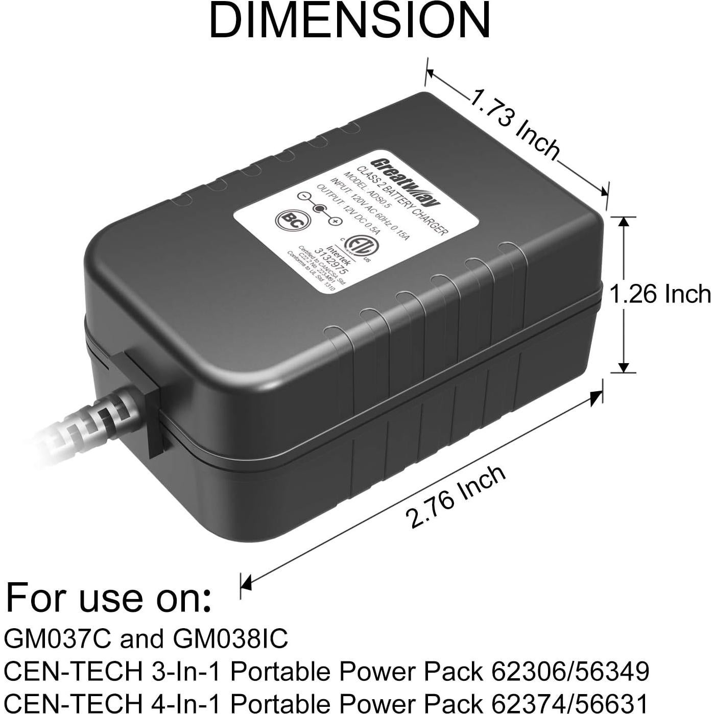 Cargador de Batería Clase 2 ADS 12V 0.5A para GM037C
