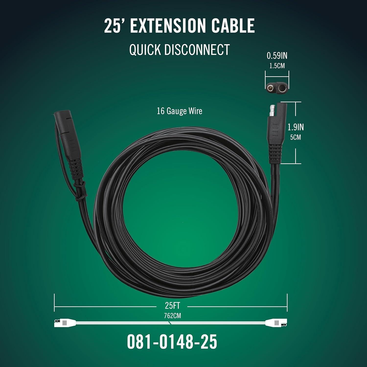 Cable de extensión Battery Tender 25 pies para cargadores