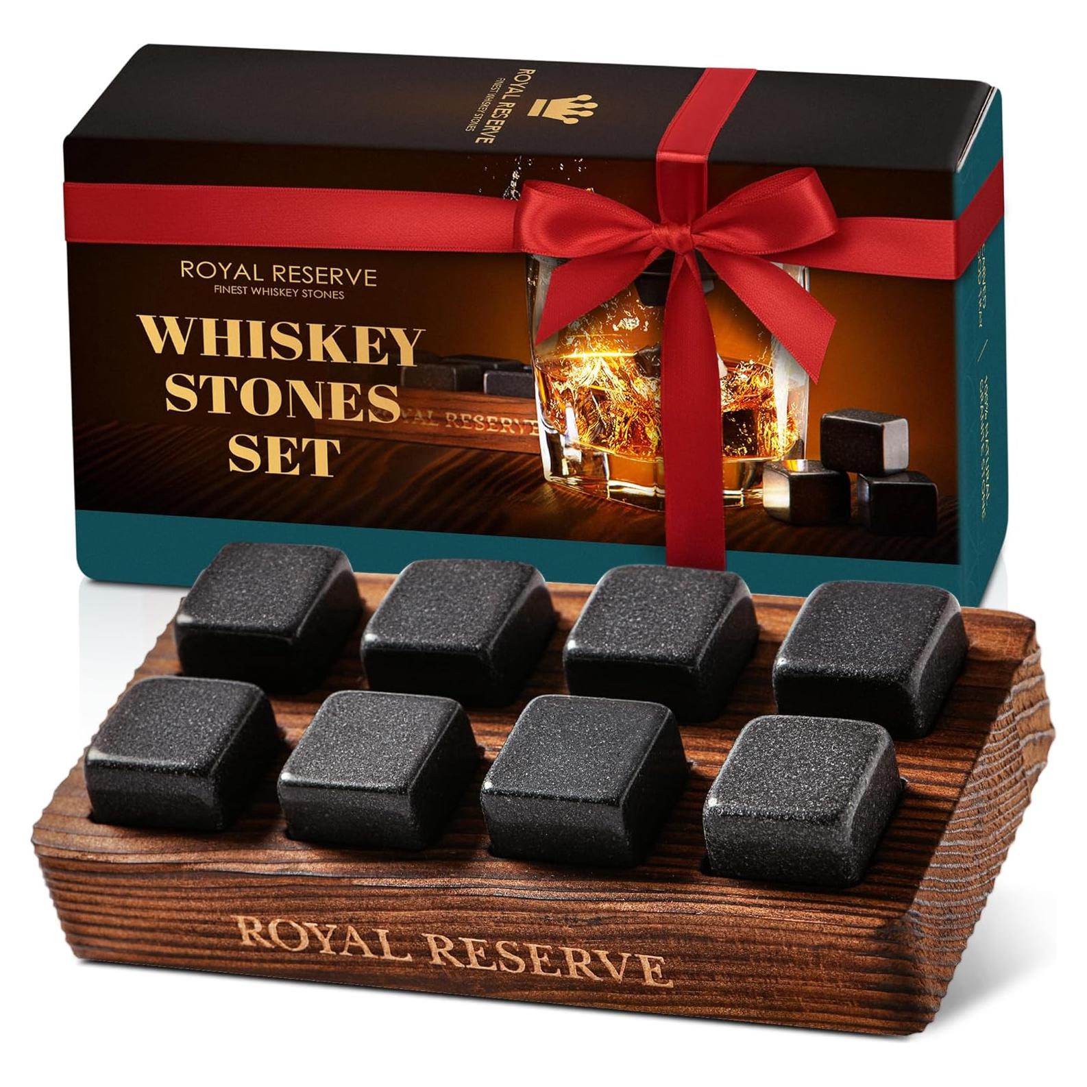 Juego de Piedras Enfriadoras para Whiskey Royal Reserve - 8 Rocas de Granito Natural
