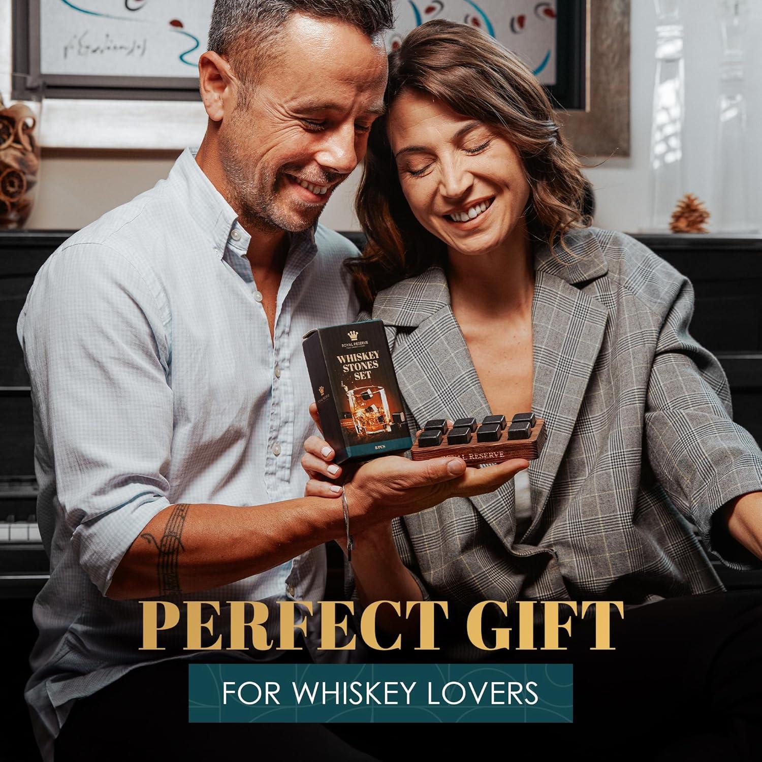 Juego de Piedras Enfriadoras para Whiskey Royal Reserve - 8 Rocas de Granito Natural