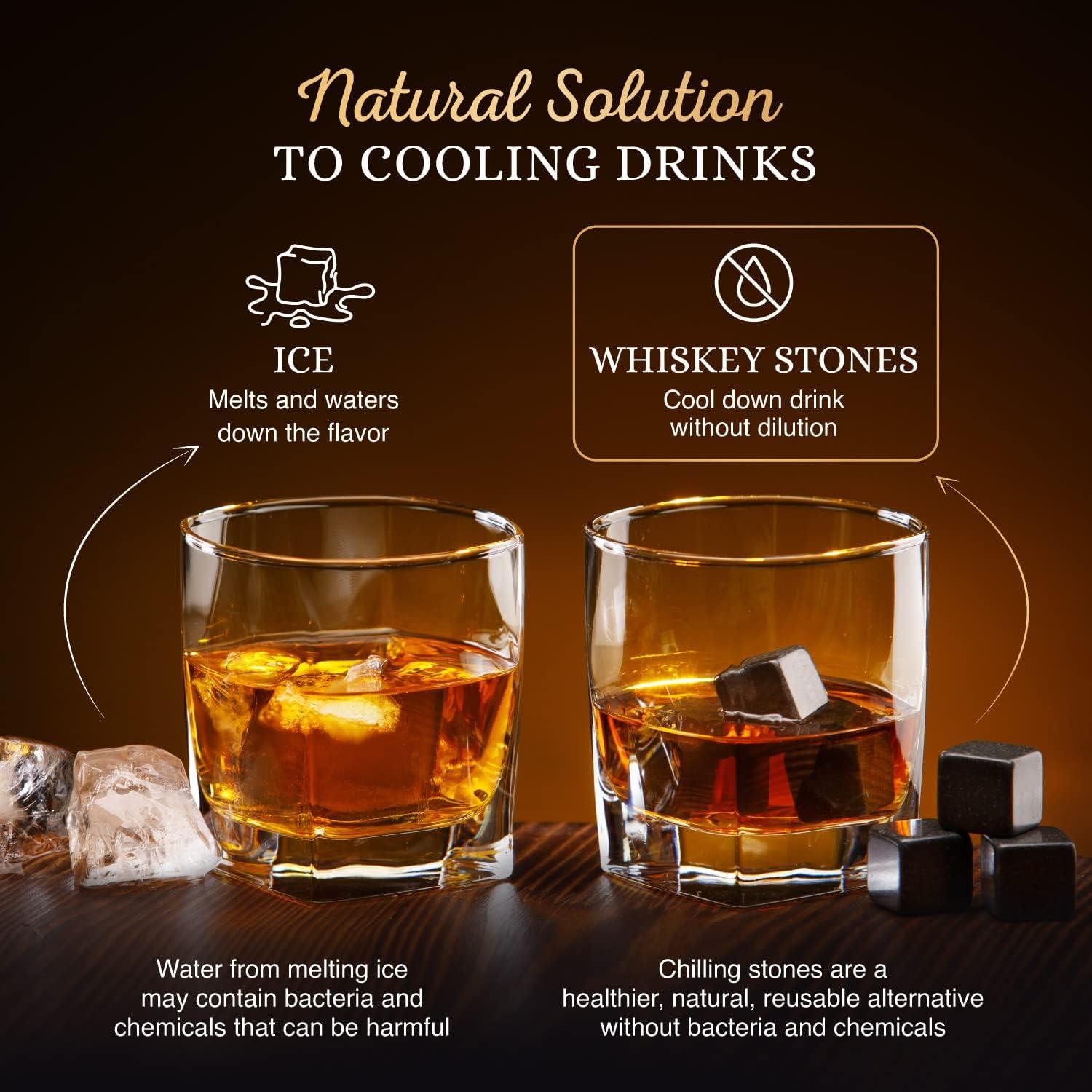 Juego de Piedras Enfriadoras para Whiskey Royal Reserve - 8 Rocas de Granito Natural