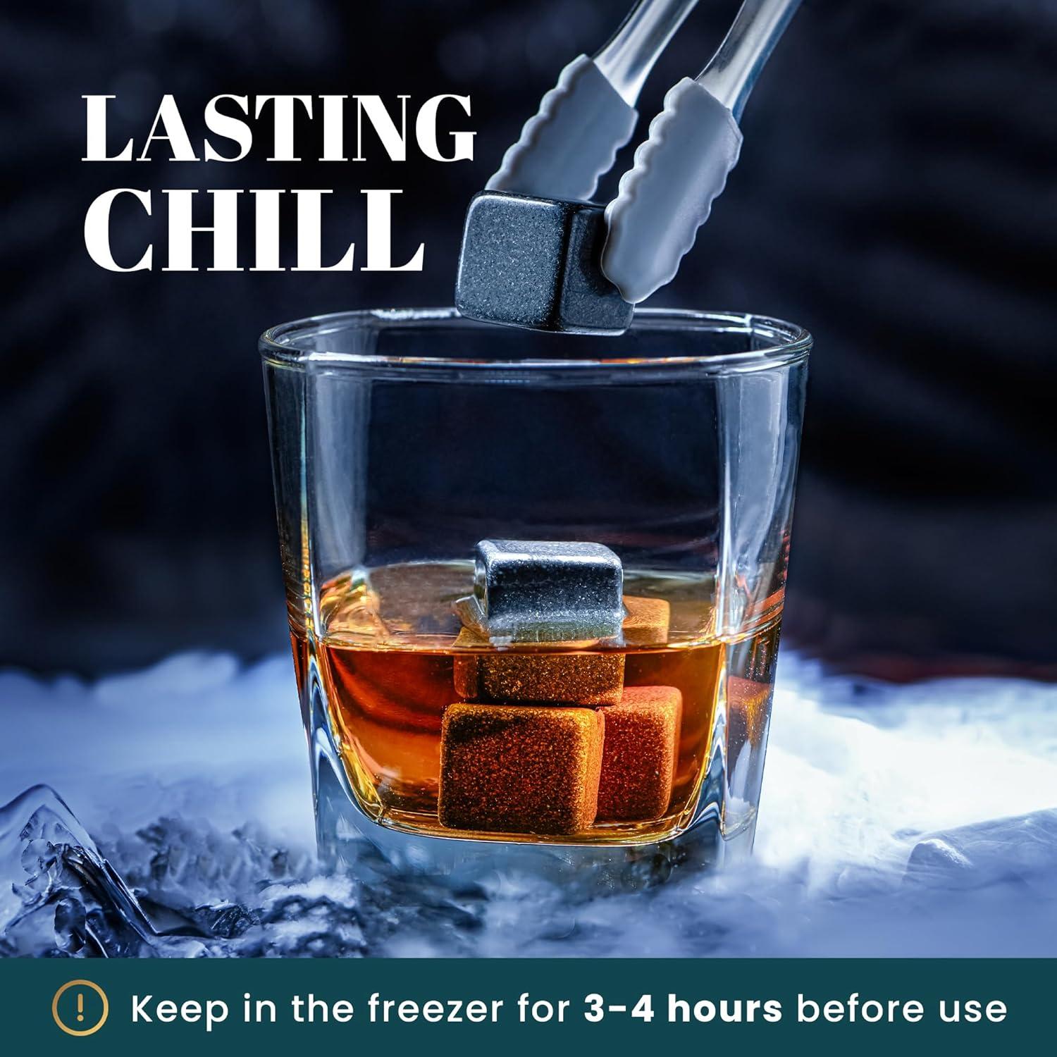 Juego de Piedras Enfriadoras para Whiskey Royal Reserve - 8 Rocas de Granito Natural