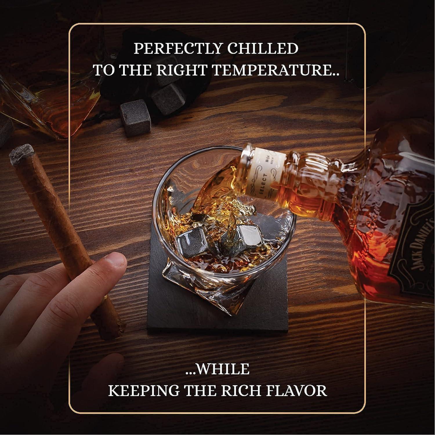 Juego de Piedras Enfriadoras para Whiskey Royal Reserve - 8 Rocas de Granito Natural