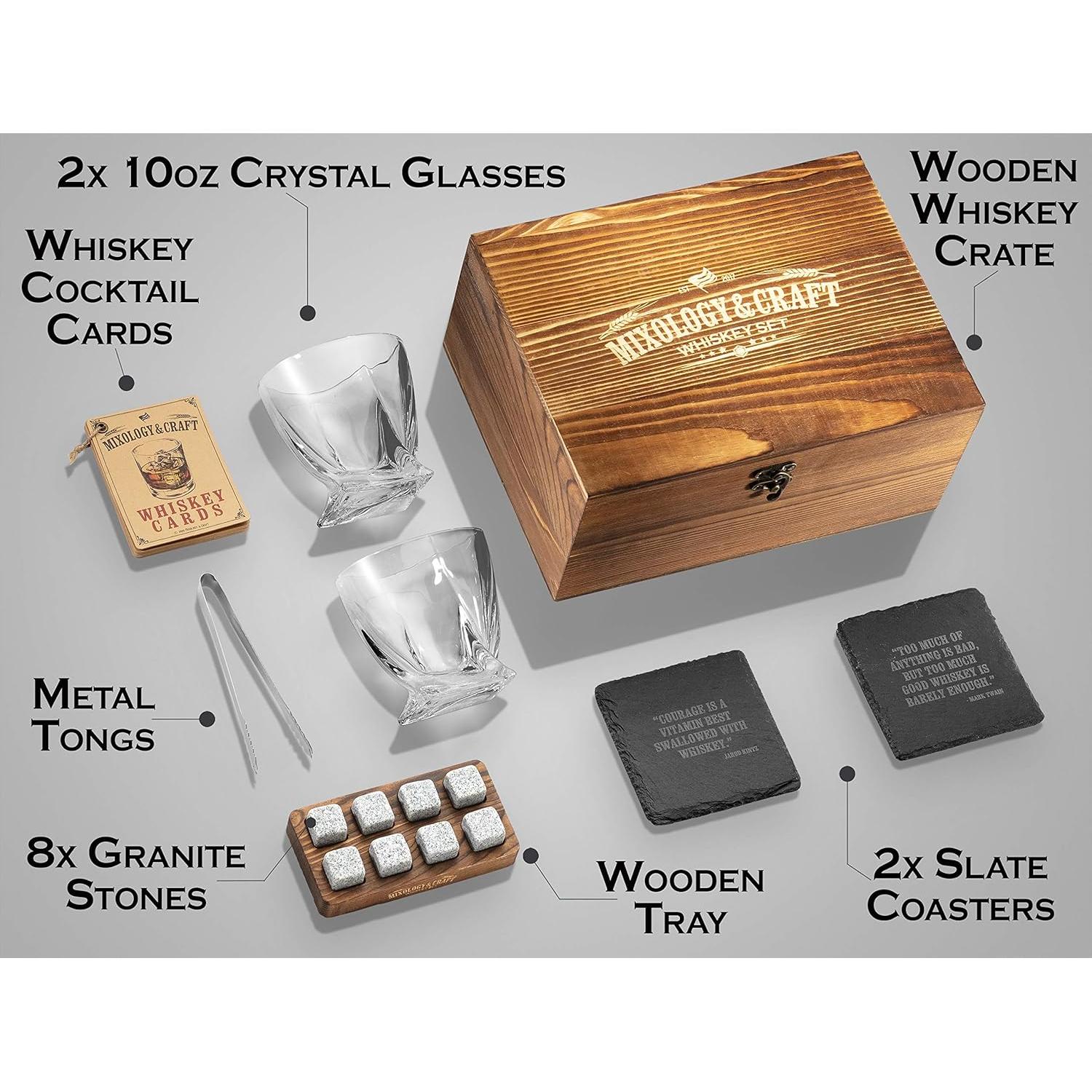 Juego de Whisky Mixology & Craft - 2 Vasos 10 oz + 8 Piedras