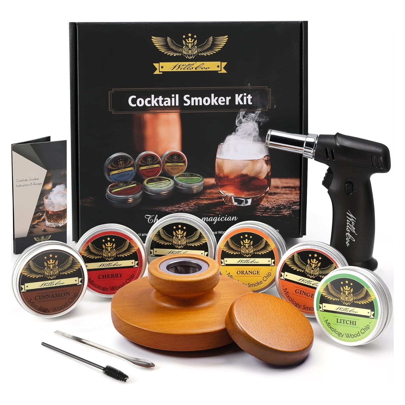 Kit Ahumador de Cócteles WillsCoo con 6 Sabores y Antorcha
