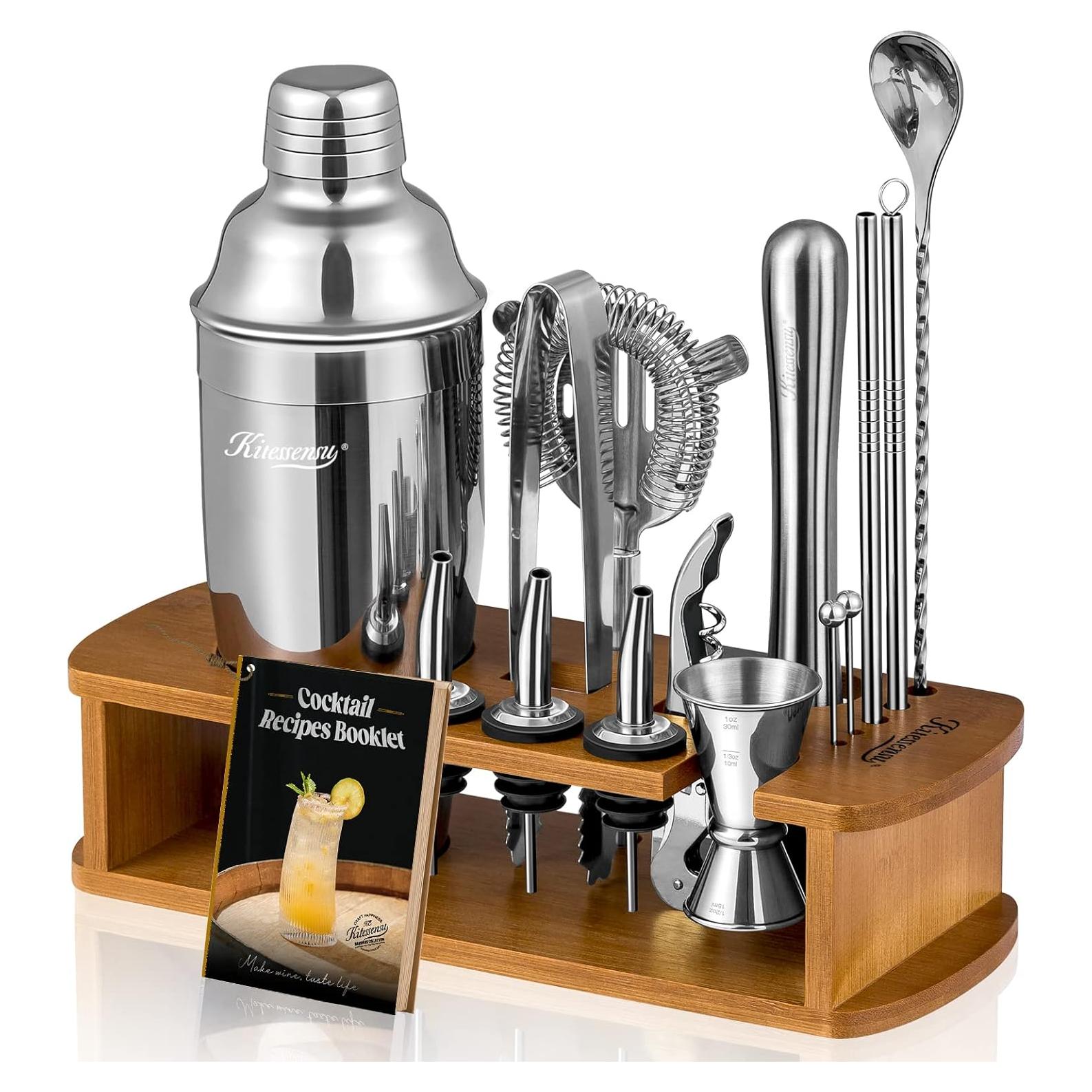 Juego de Coctelera de Bar KITESSENSU 17 Piezas Acero Inoxidable