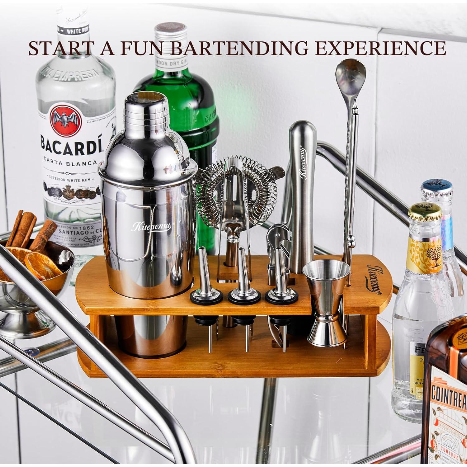 Juego de Coctelera de Bar KITESSENSU 17 Piezas Acero Inoxidable