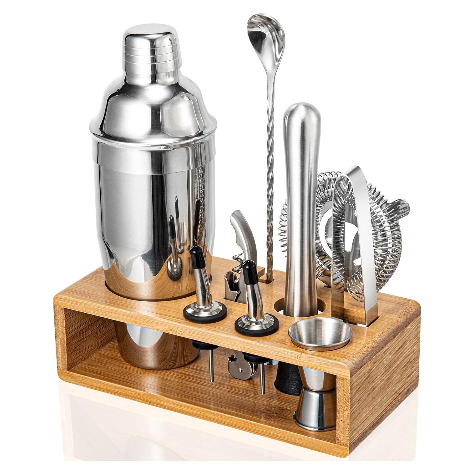 Juego de Shaker de Cócteles Semderm 10 Piezas con Soporte de Bambú