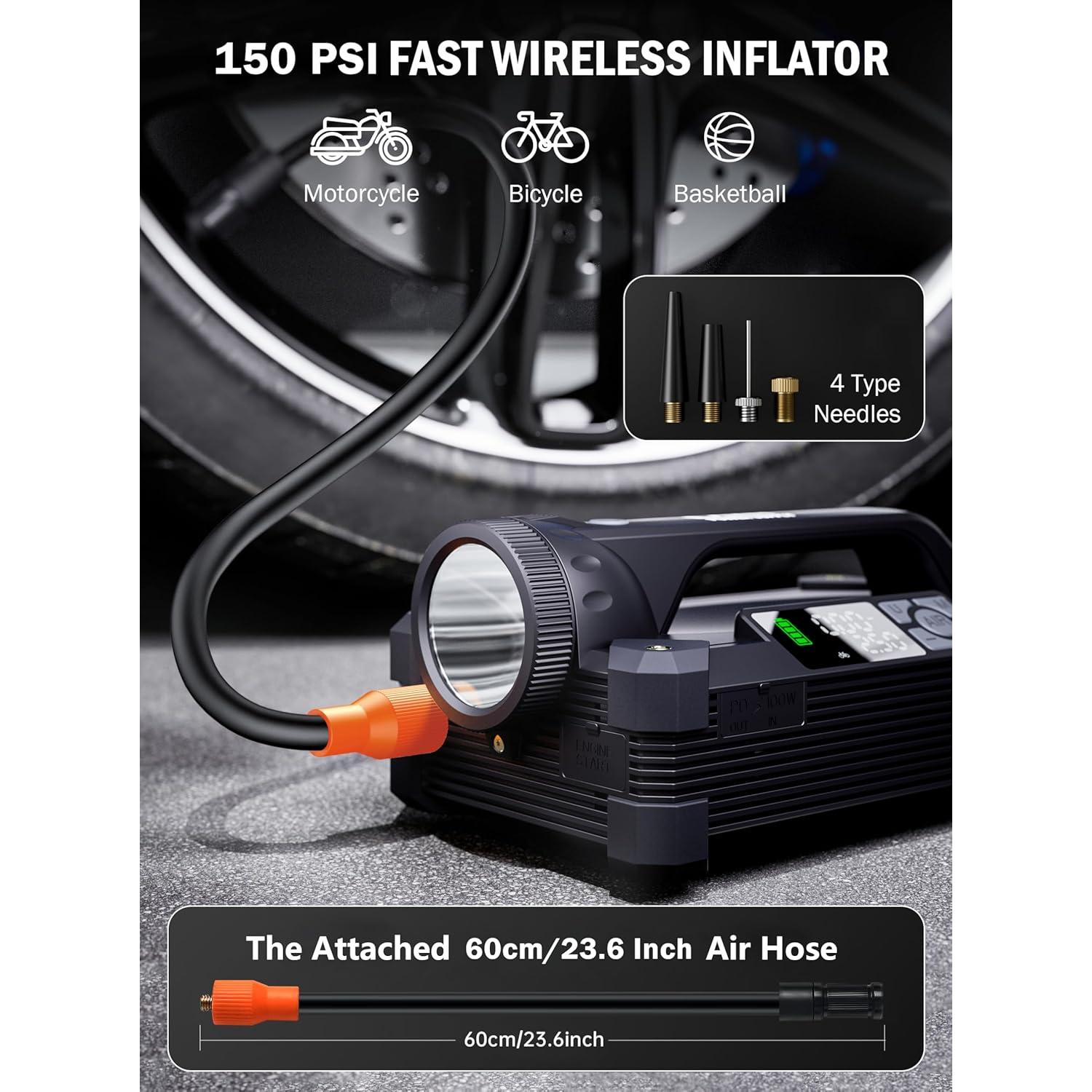 Arrancador de coche LATIT Qi-04S 6000A con compresor 150PSI