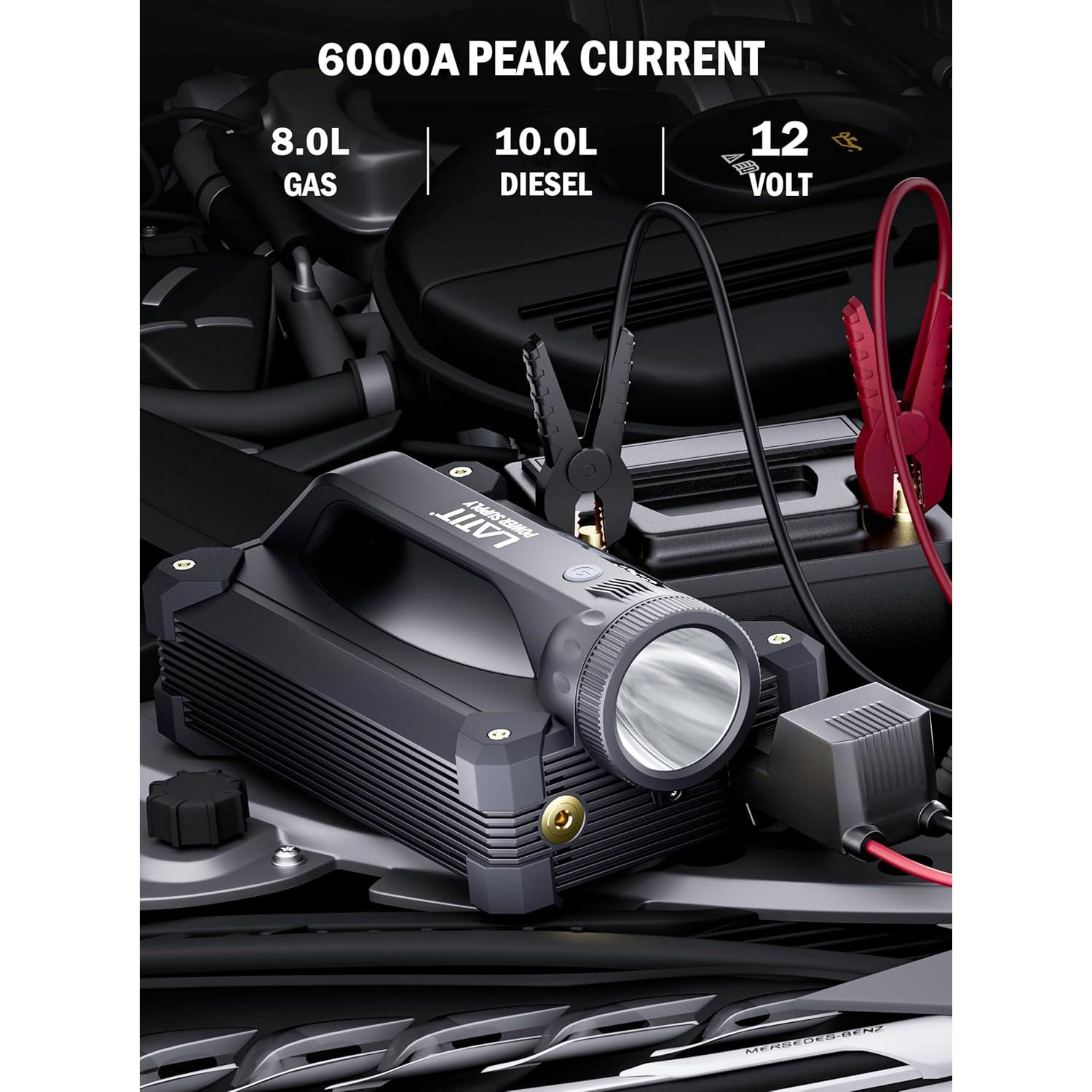 Arrancador de coche LATIT Qi-04S 6000A con compresor 150PSI