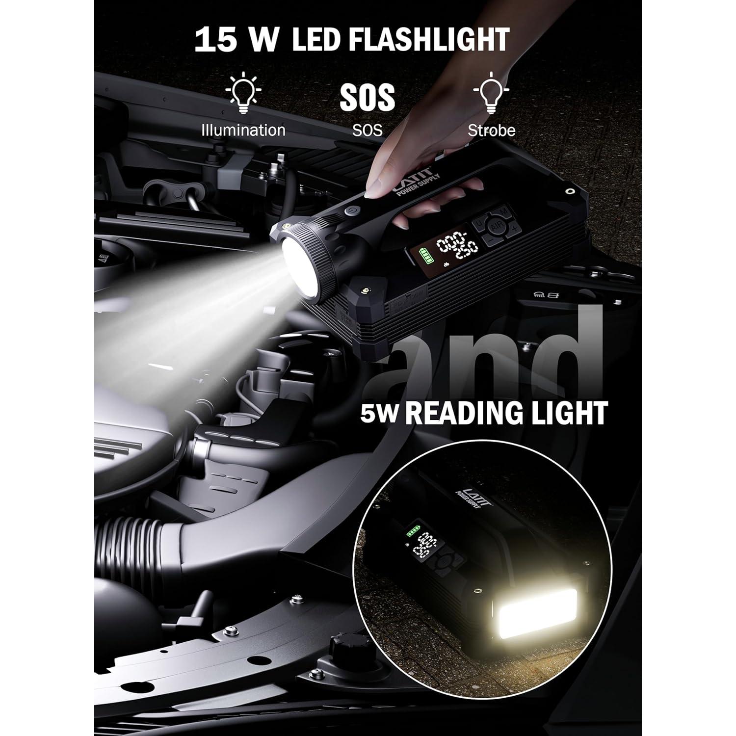 Arrancador de coche LATIT Qi-04S 6000A con compresor 150PSI