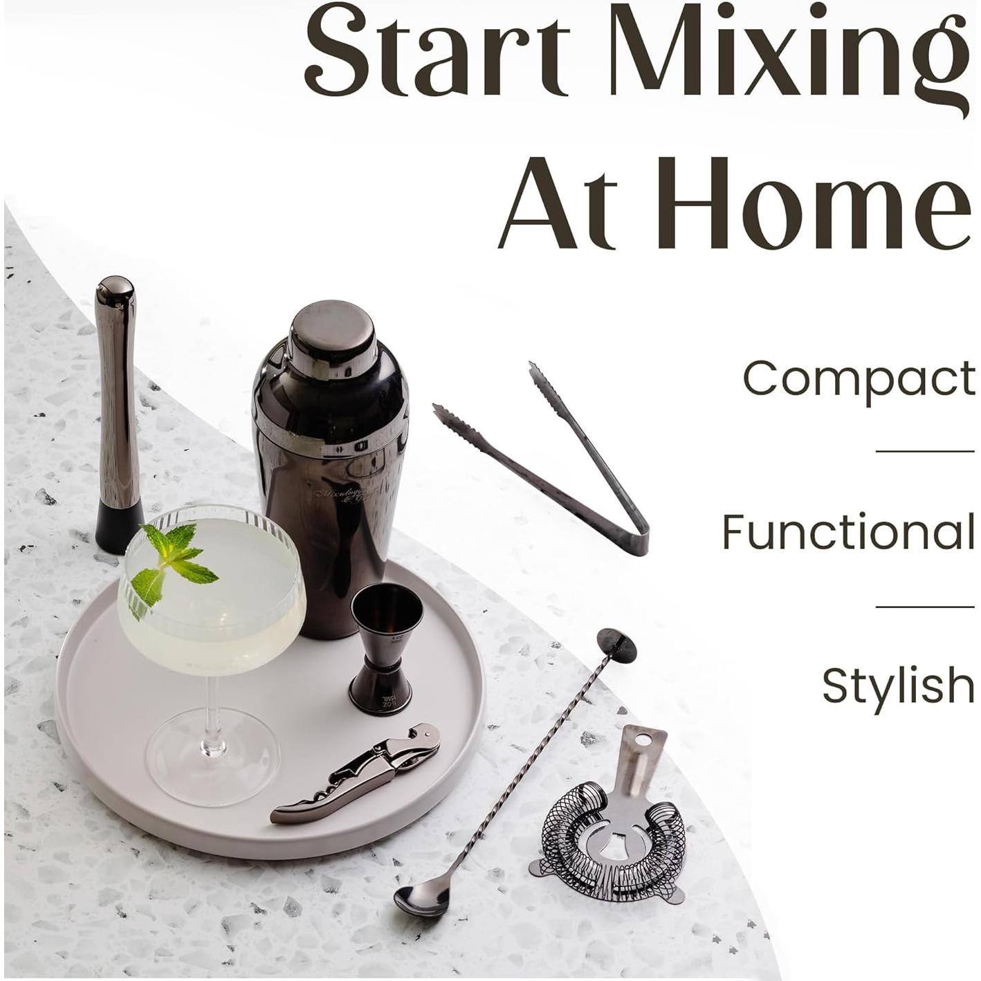 Set de Coctelera Mixología y Artesanía 10 Piezas Metal Gun