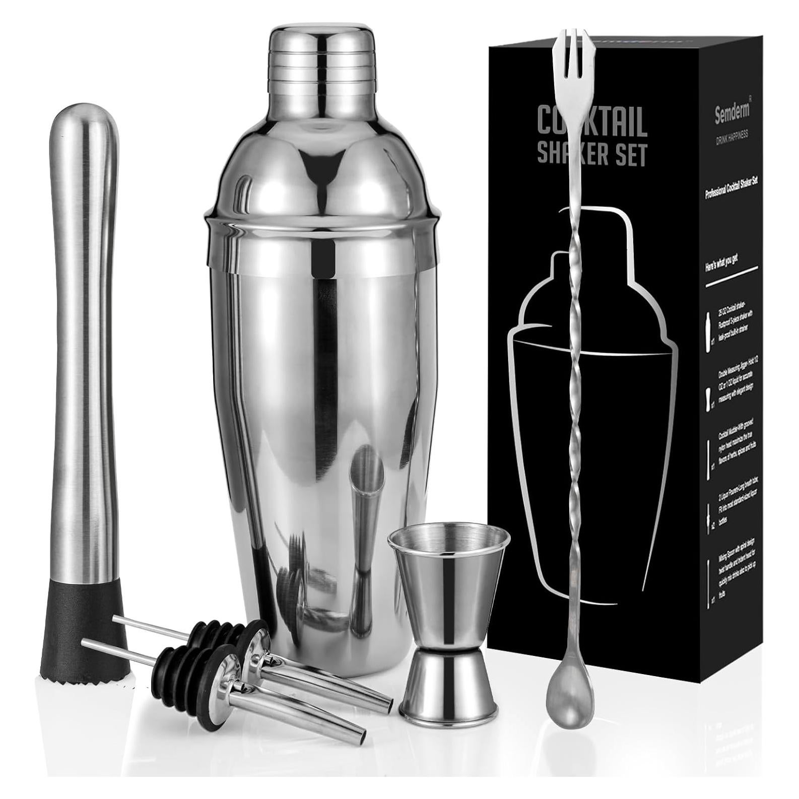 Kit de Bartender Semderm 6 Piezas Acero Inoxidable Coctelera