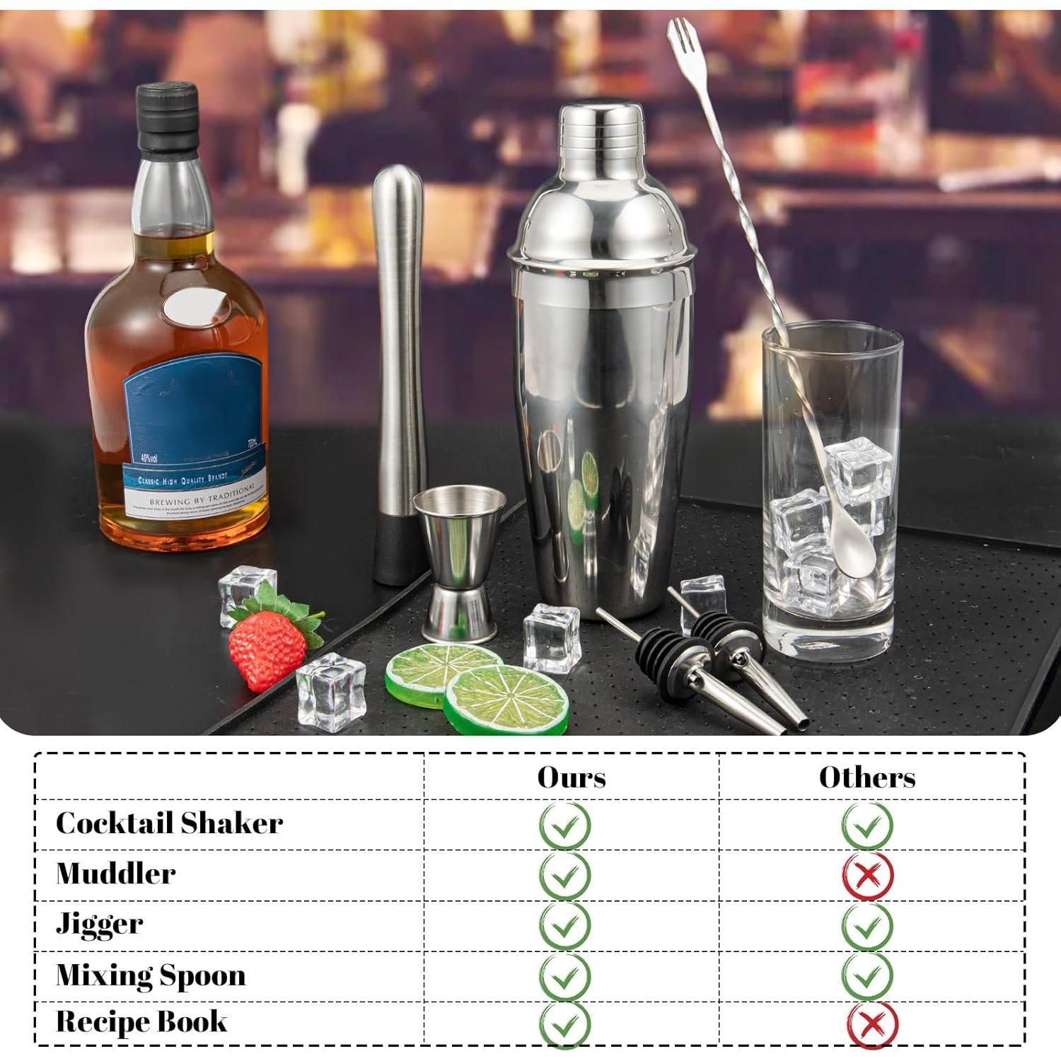 Kit de Bartender Semderm 6 Piezas Acero Inoxidable Coctelera