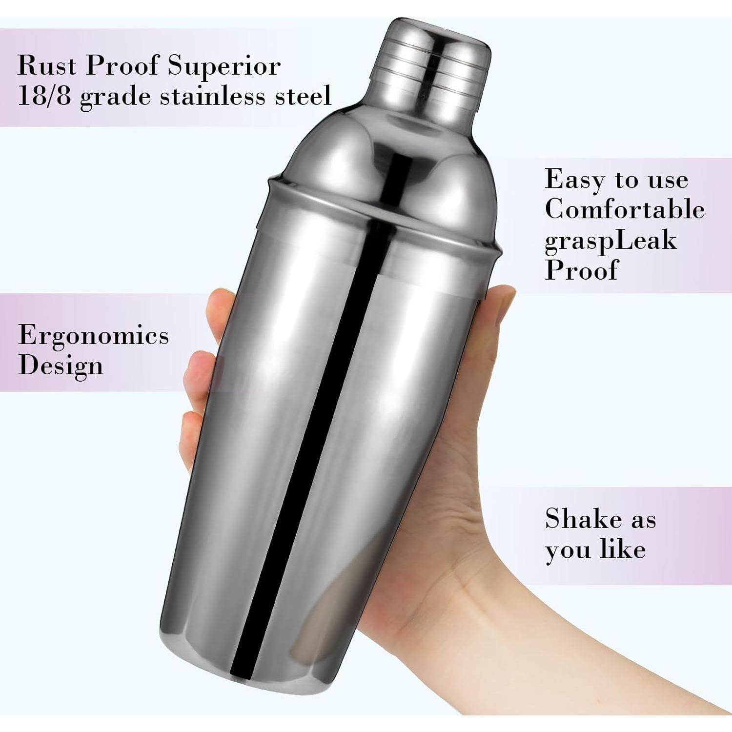 Kit de Bartender Semderm 6 Piezas Acero Inoxidable Coctelera