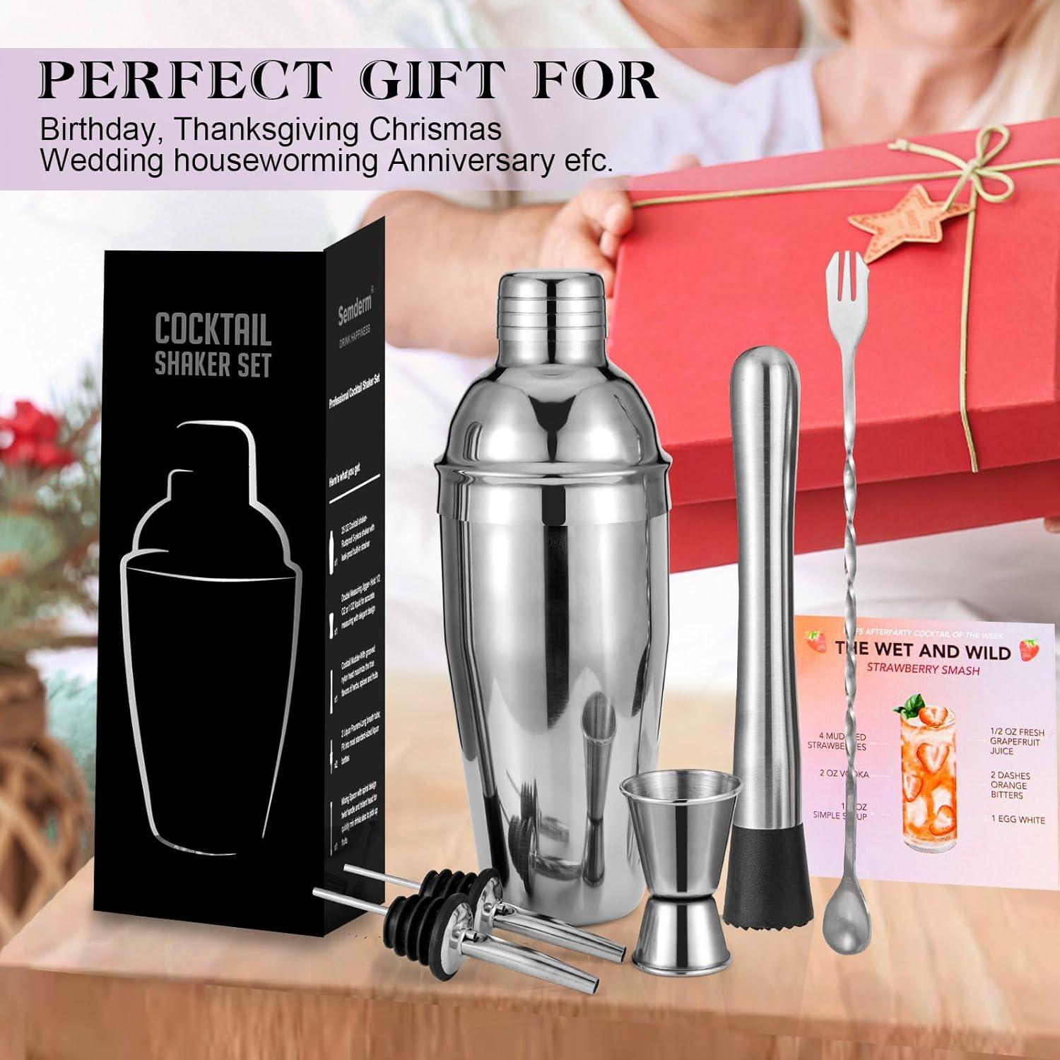 Kit de Bartender Semderm 6 Piezas Acero Inoxidable Coctelera